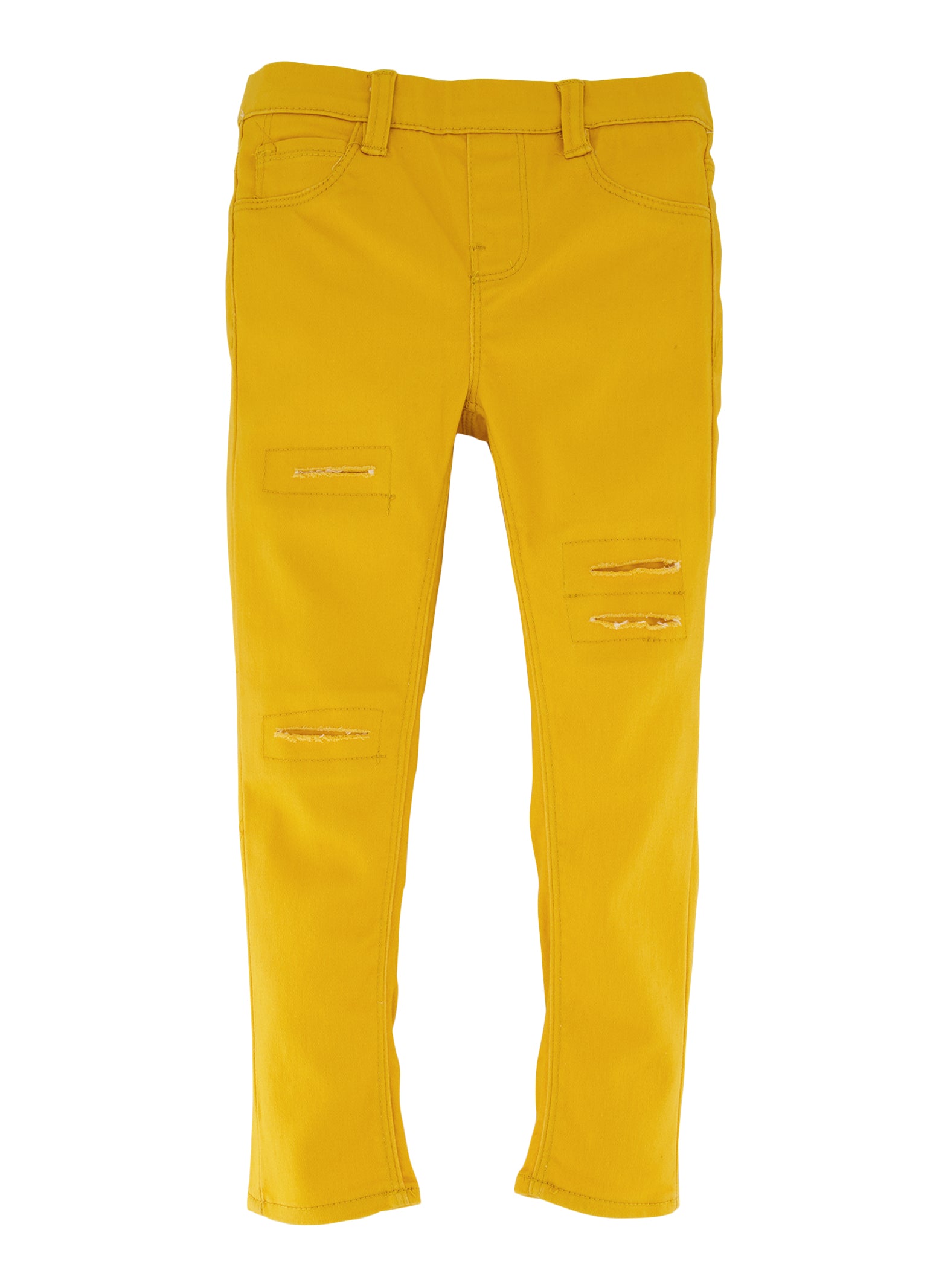 Little Girls Rip and Repair Twill Jeggings, Yellow, Size 5