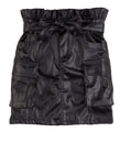 Girls Faux Leather Paperbag Waist Skirt, ,