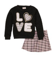 Little Girls Love Graphic Sweatshirt And Skirt, ,