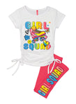 Little Girls Girl Squad Graphic Ruched Tee And Leggings, ,