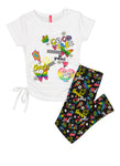 Little Girls Good Vibes Ruched Graphic Tee And Leggings, ,