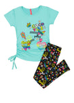 Little Girls Good Vibes Ruched Graphic Tee And Leggings, ,