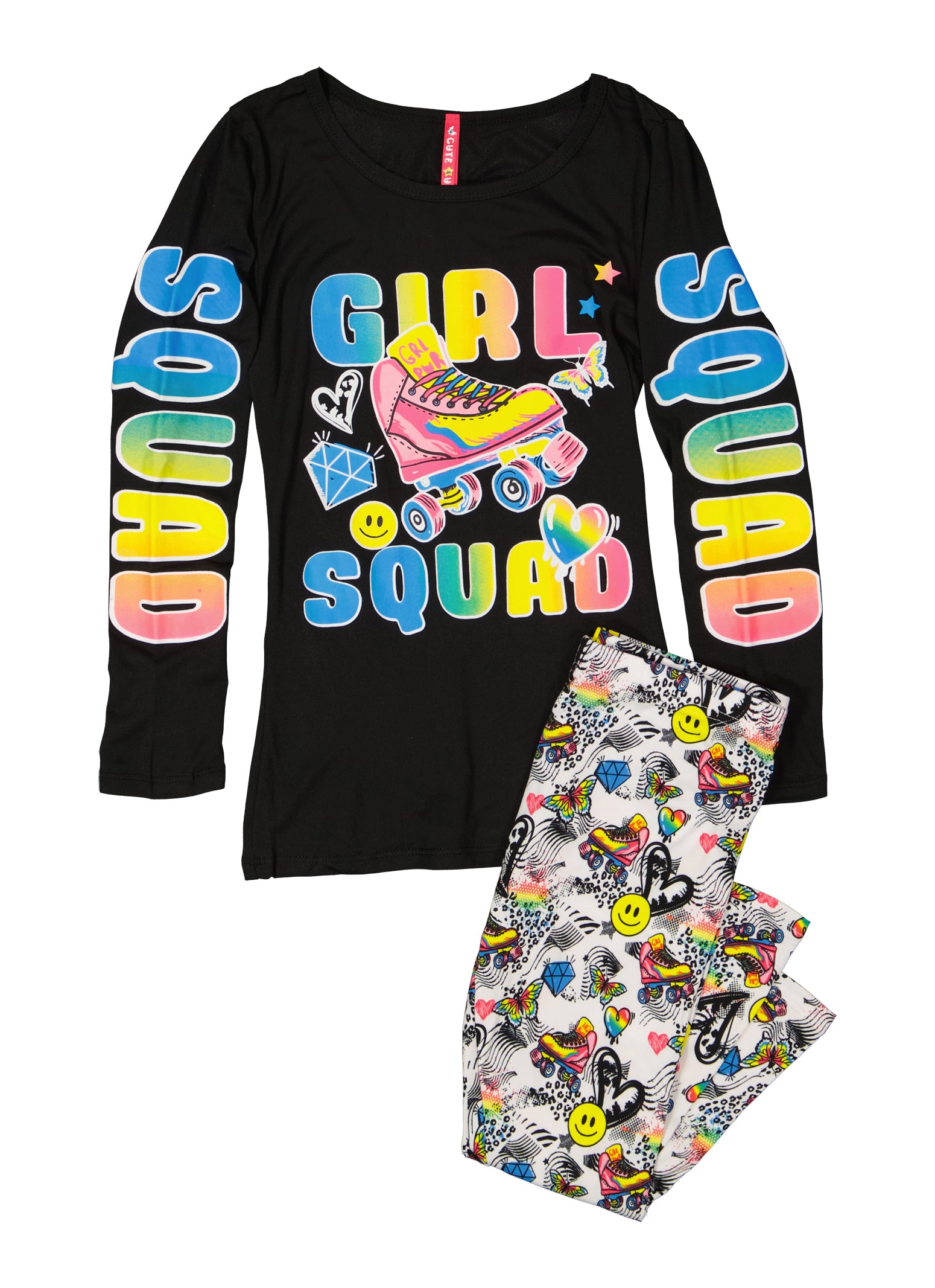  adidas Girl's Long Sleeve Graphic Hooded Tee and Printed Tights  Set, Black with Multicolor, 6X : Clothing, Shoes & Jewelry