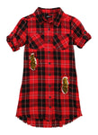 Girls Collared Sequined Plaid Print Dress by Rainbow Shops