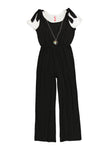 Girls Short Sleeves Sleeves Scoop Neck Ribbed Jumpsuit