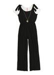 Girls Ribbed Knit Jumpsuit With Necklace, ,
