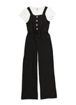 Girls Short Sleeves Sleeves Sleeveless Ribbed Square Neck Knit Jumpsuit