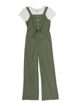 Girls Ribbed Faux Button Wide Leg Jumpsuit With Tee, ,