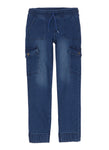 Girls Denim Cargo Pocket Joggers, ,