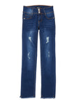 Girls Triple Button Frayed Hem Jeans, ,