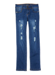 Girls Double Button Distressed Jeans, ,