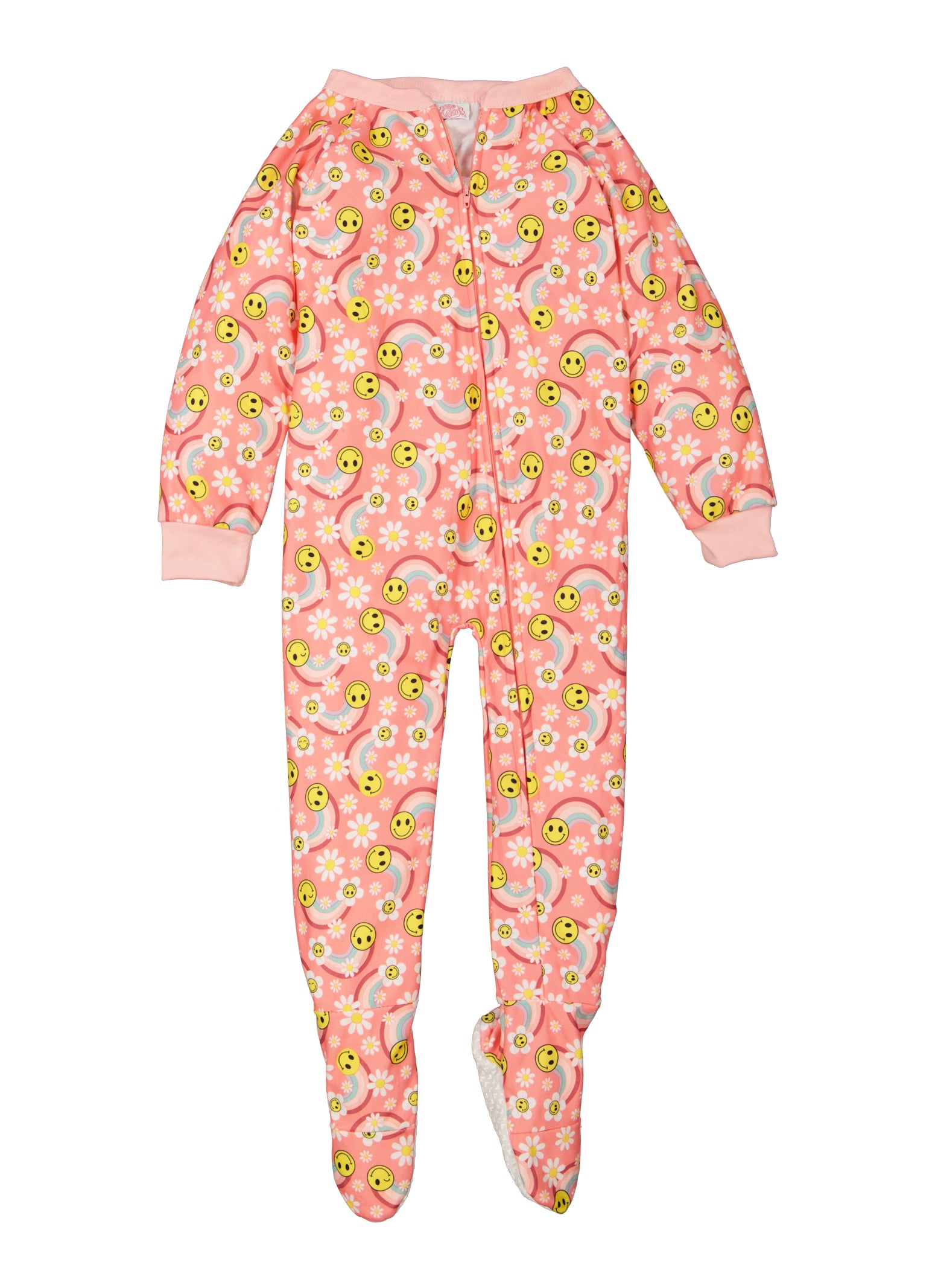 Little Girls Fleece Footed Pajamas, Orange, Size 4