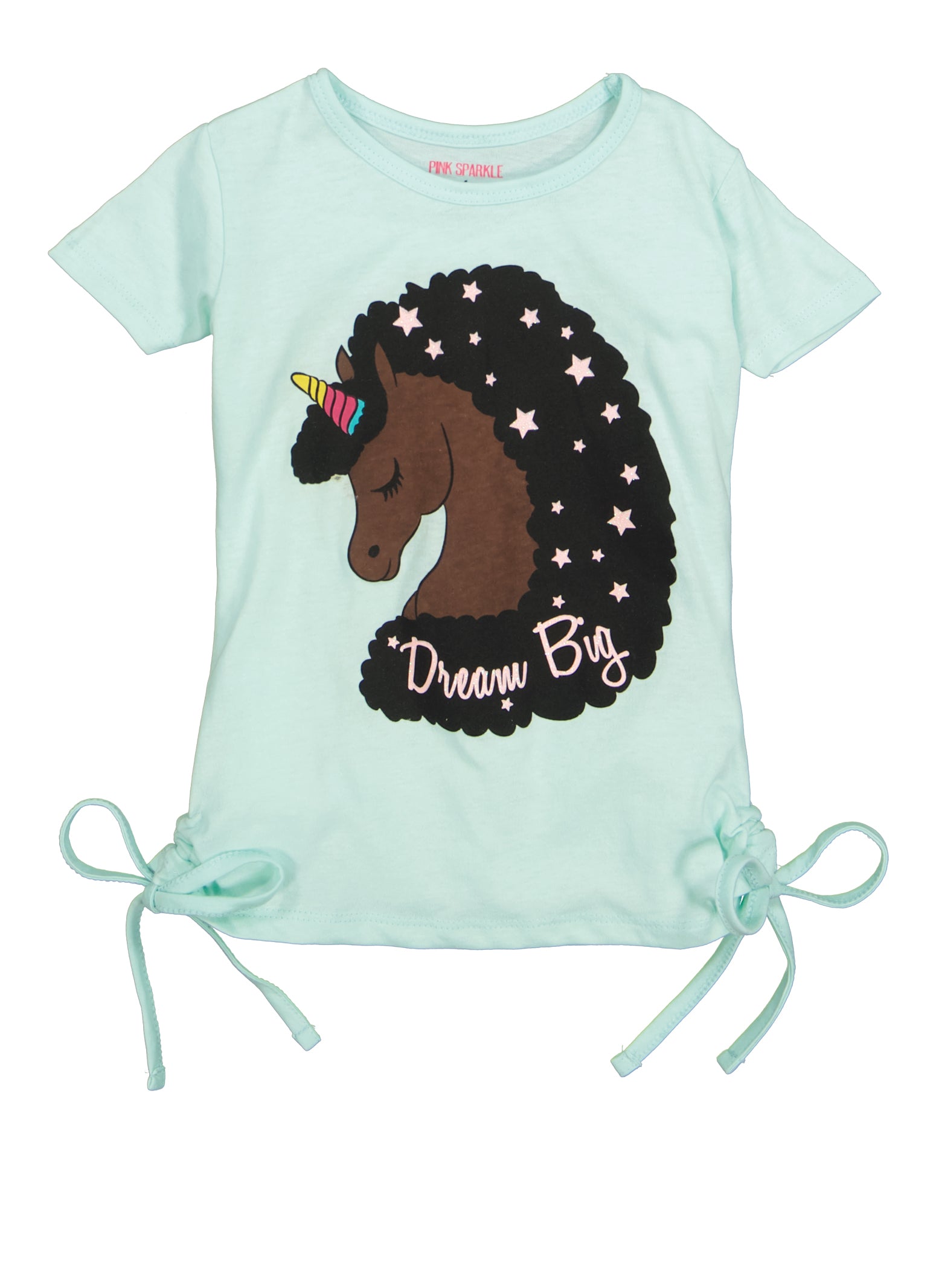 Little Girls Dream Big Unicorn Graphic Tee, Blue, Size 4