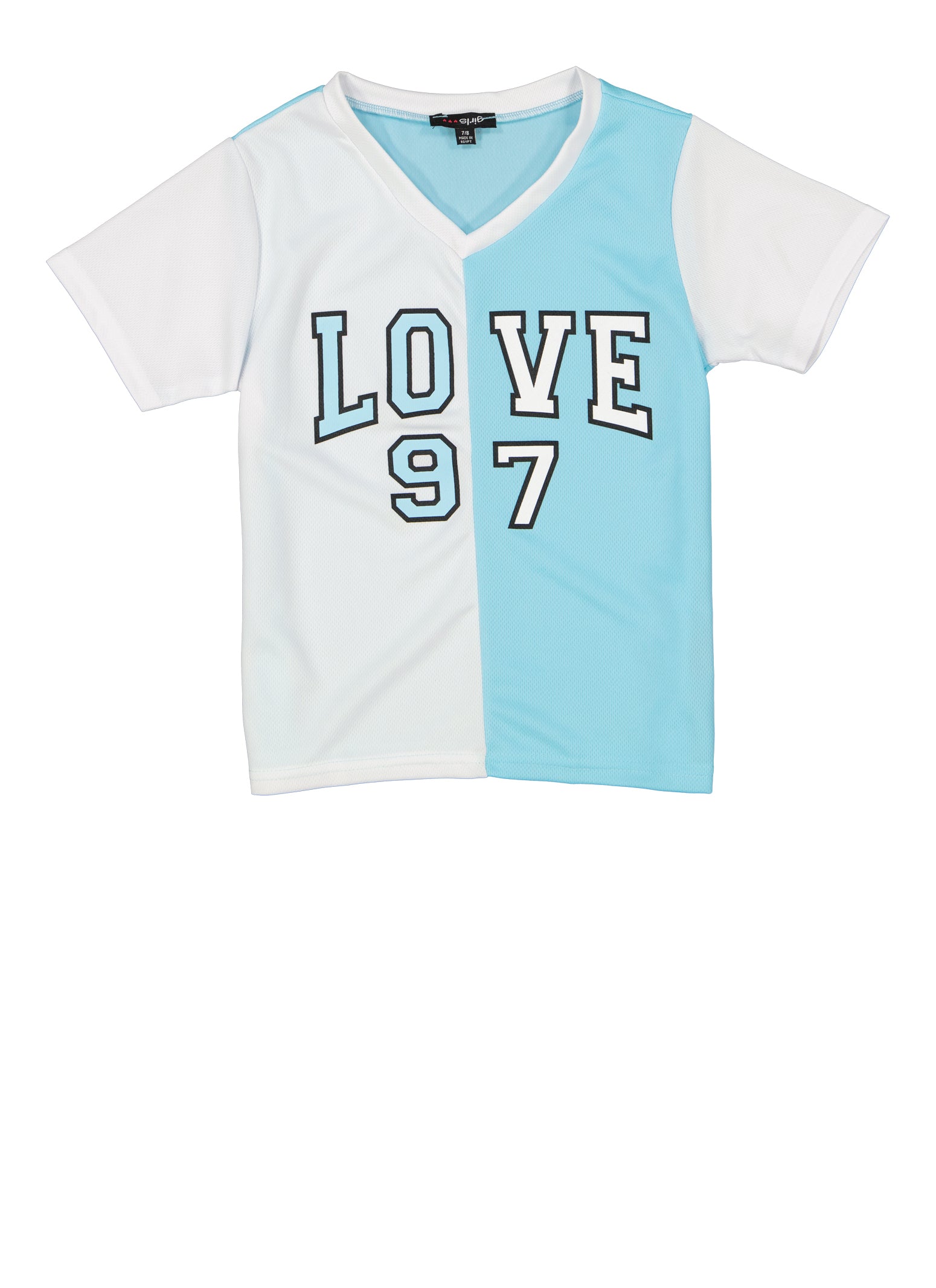Girls Mesh Graphic Baseball Tee, Black, Size 14-16 | Rainbow Shops