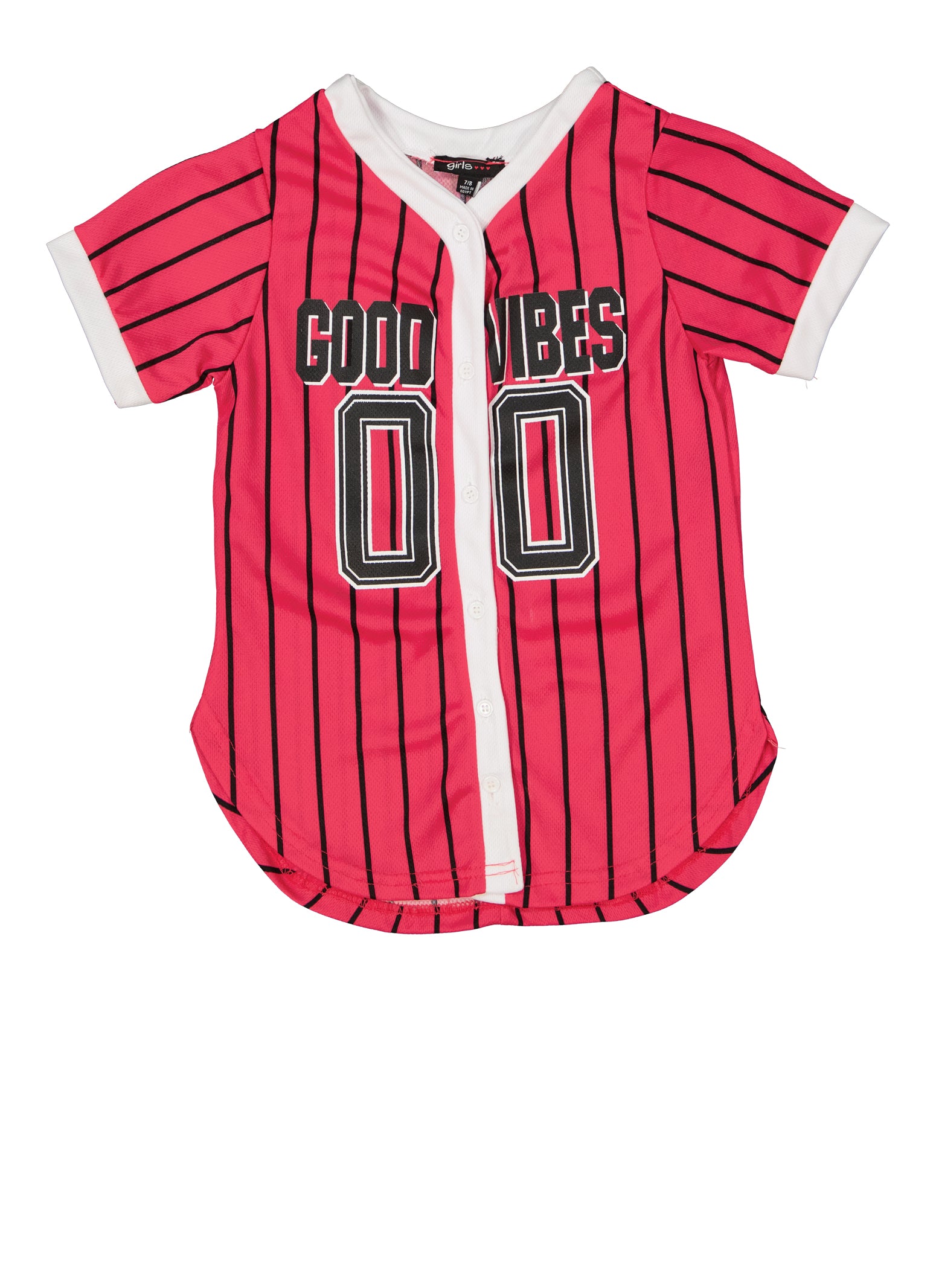 Girls Mesh Good Vibes Baseball Jersey, Red, Size 10-12 | Rainbow Shops