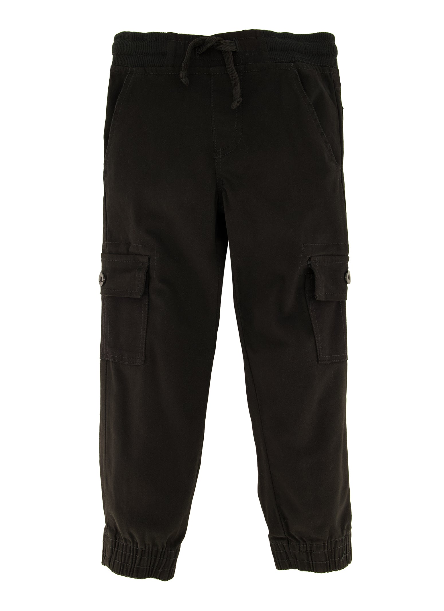 Little Boys Twill Cargo Joggers, Black, Size 6