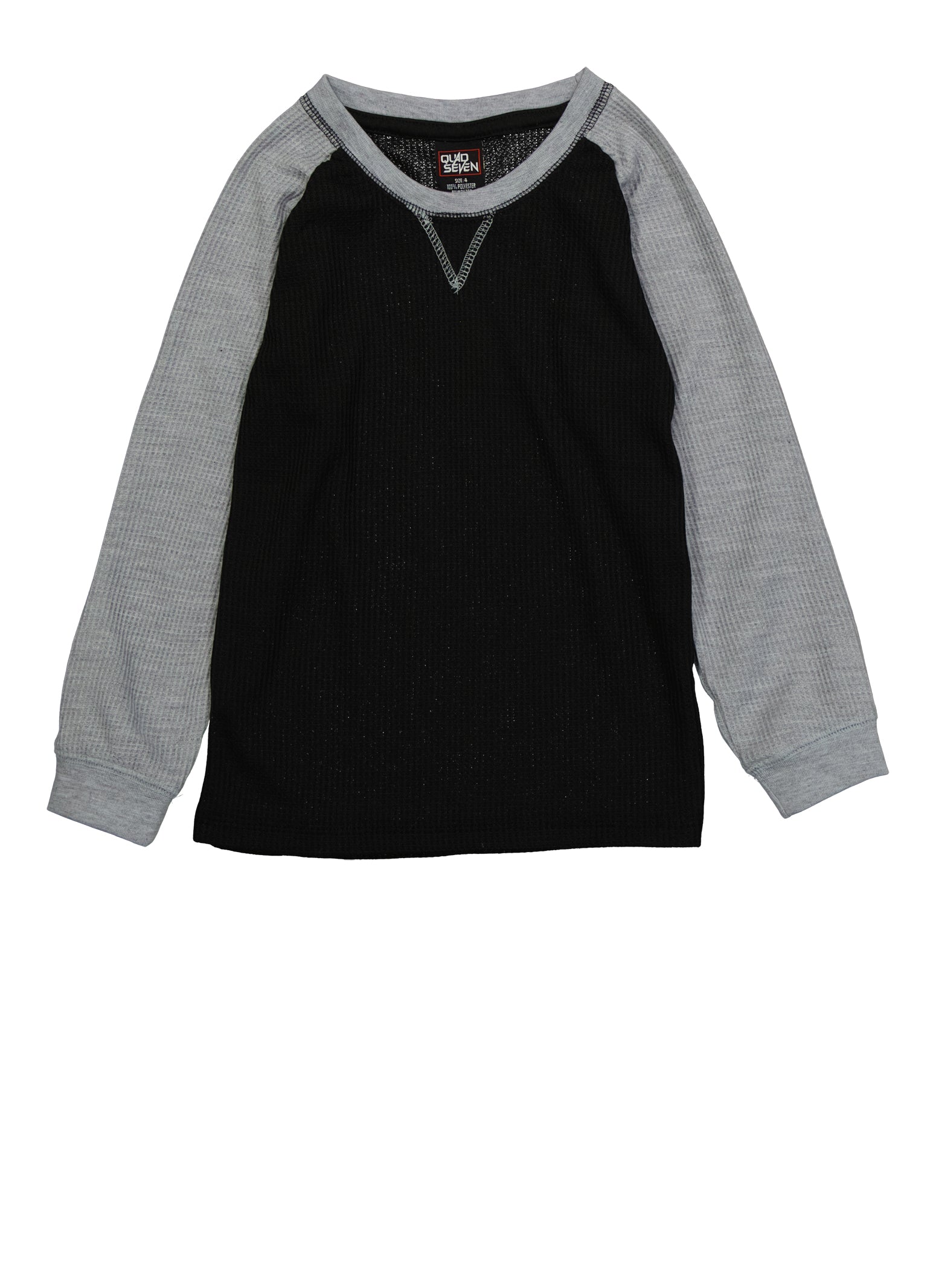 Little Boys Raglan Thermal Top, Black, Size 4