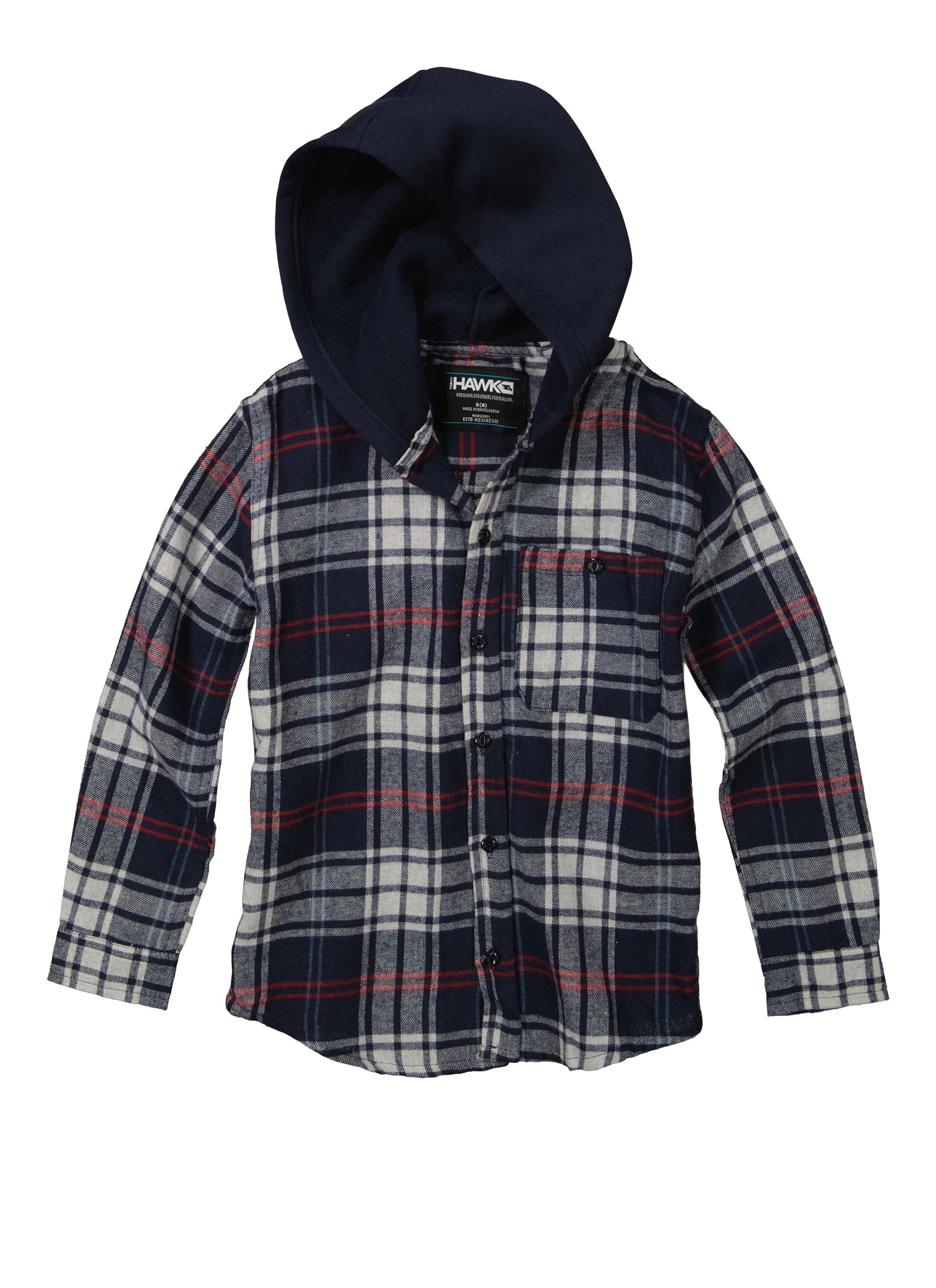 Boys Plaid Hooded Flannel Shirt, Multi, Size 10-12