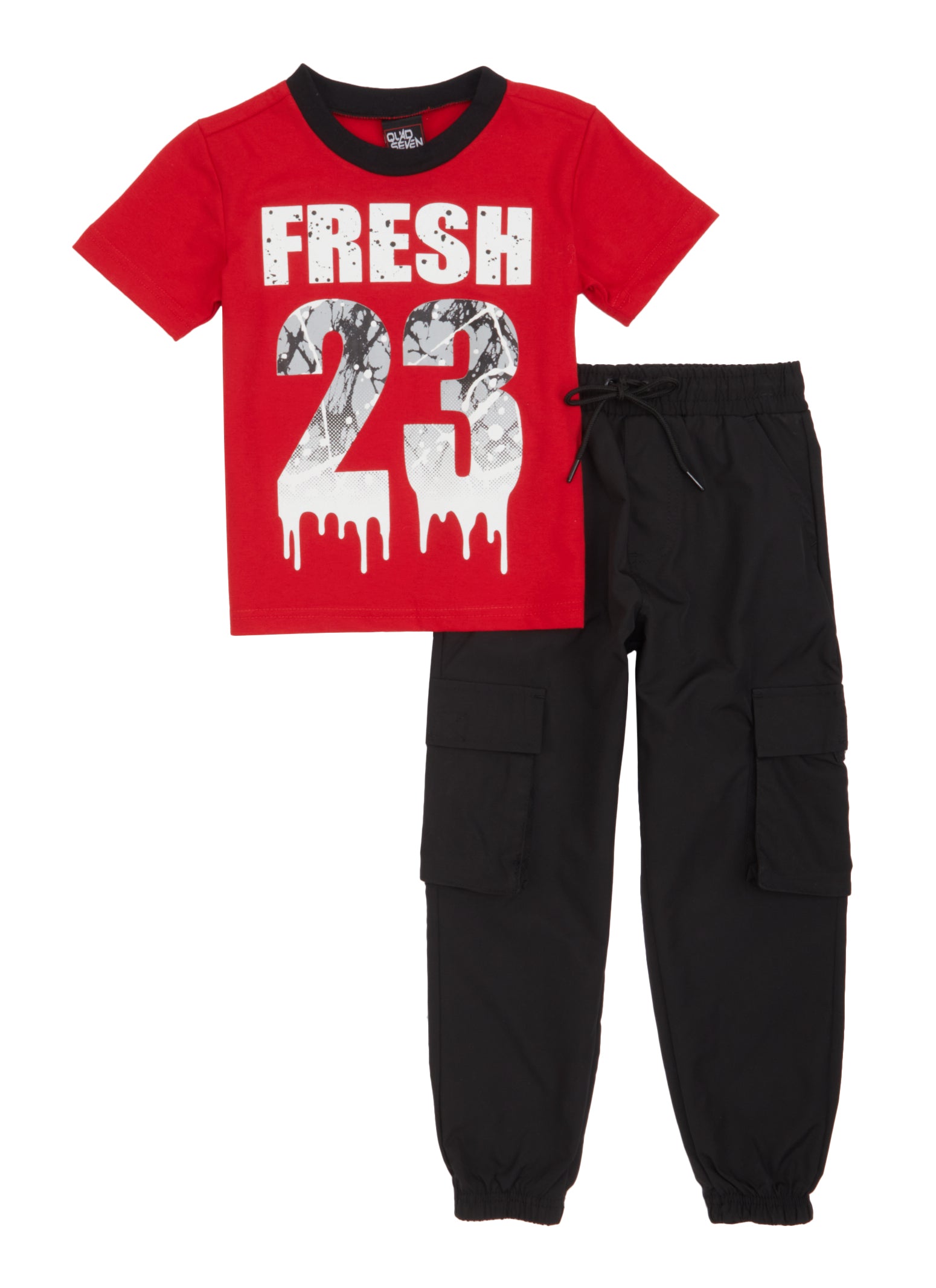 Little Boys Fresh 23 Graphic Tee and Cargo Joggers, Red, Size 5-6