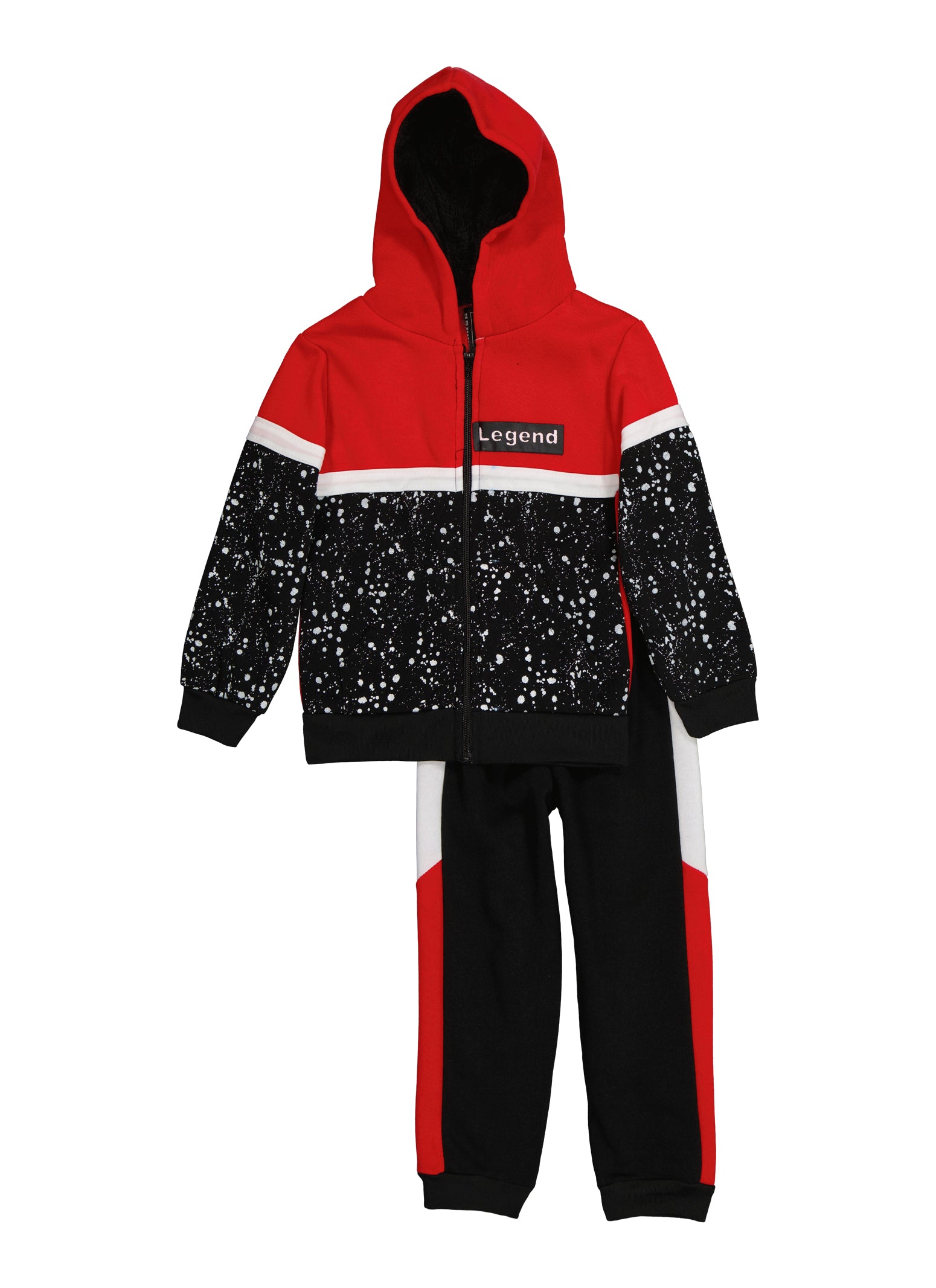 Little Boys Legend Zip Up Hoodie and Joggers, Red, Size 4