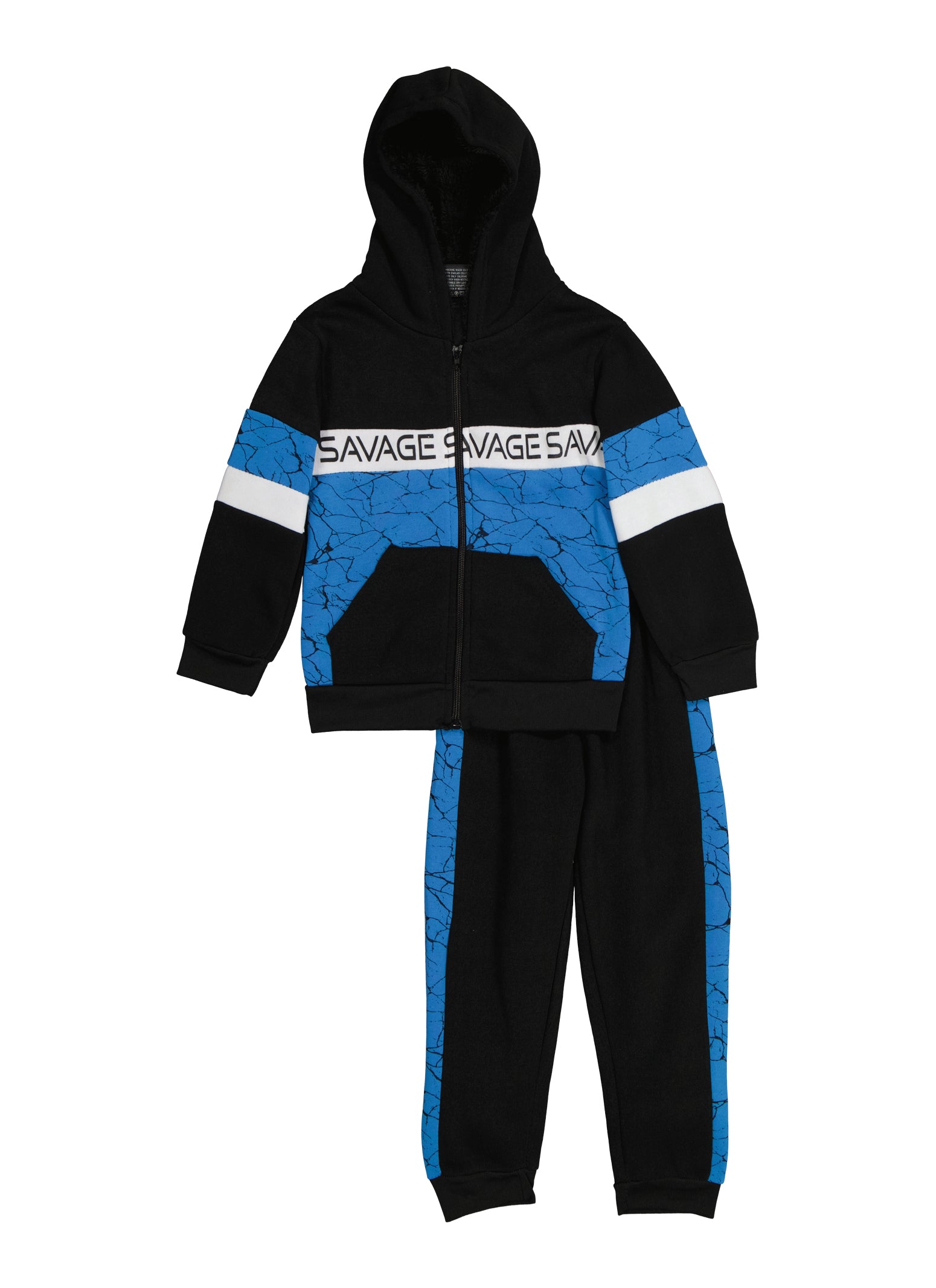 Little Boys Savage Zip Front Hoodie and Joggers,