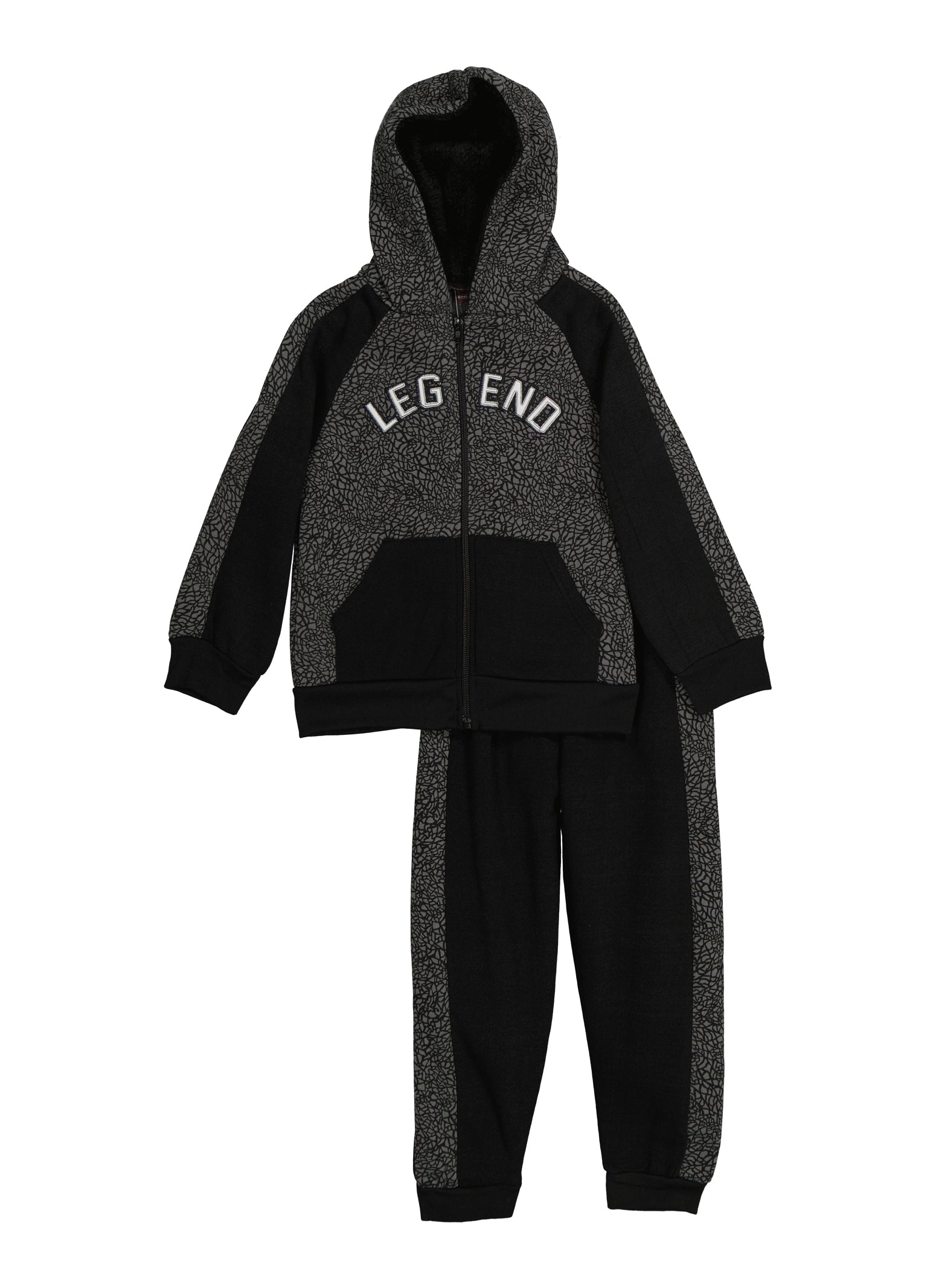 Little Boys Sherpa Legend Zip Hoodie and Joggers, Grey, Size 4