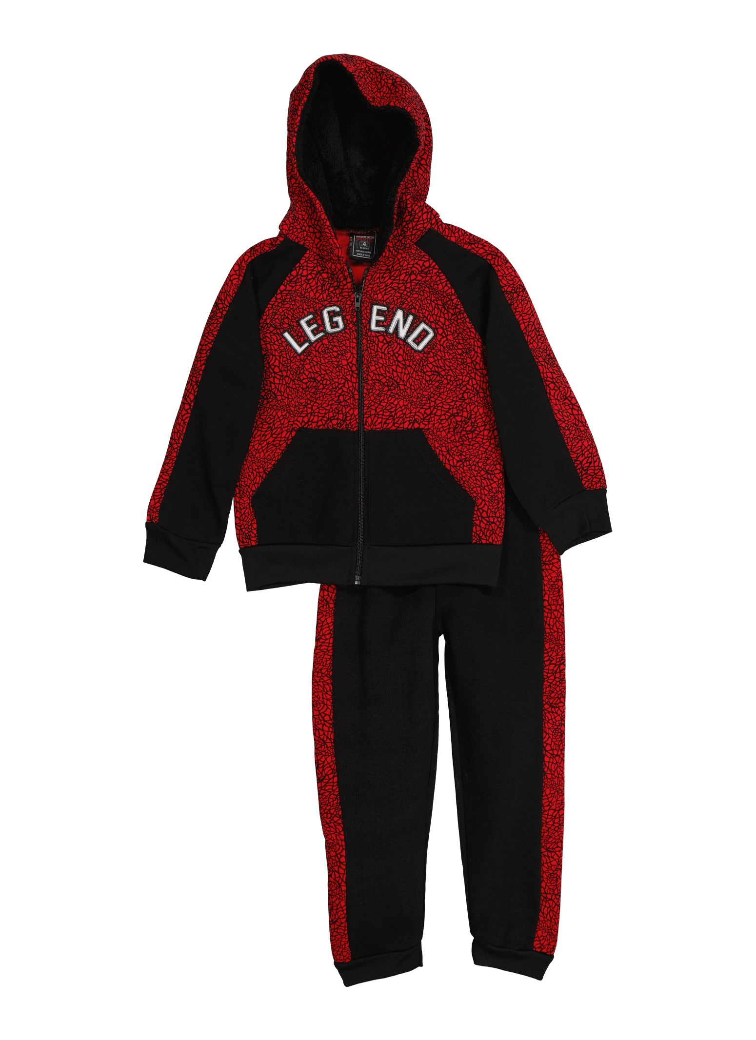 Little Boys Sherpa Legend Zip Hoodie and Joggers, Red, Size 4