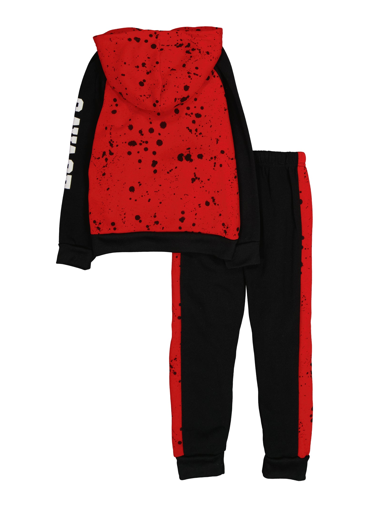 Little Boys Savage Paint Splatter Hoodie and Joggers, Red, Size 4