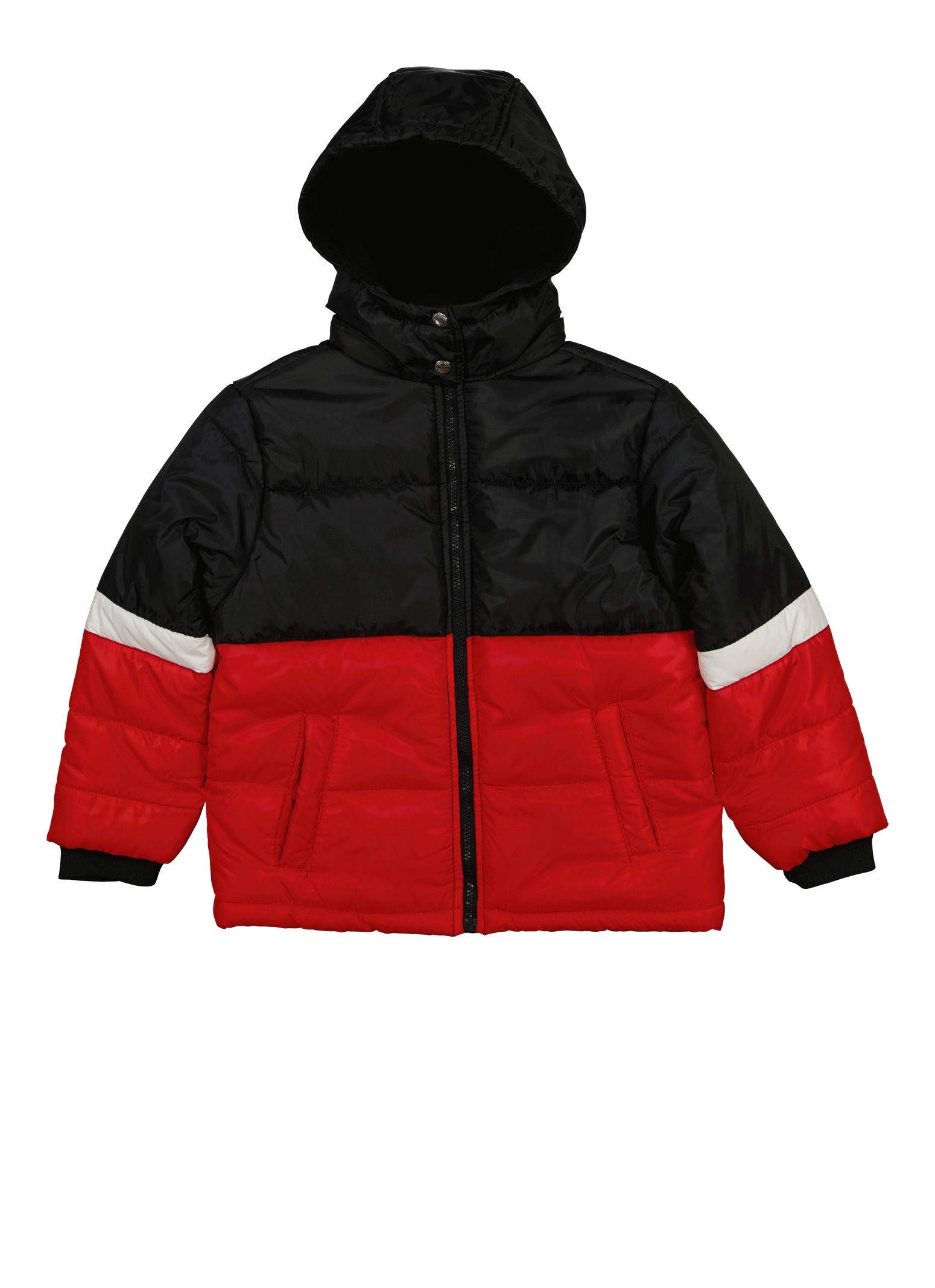 Boys Color Blocked Zip Front Puffer Jacket, Multi, Size 16-18