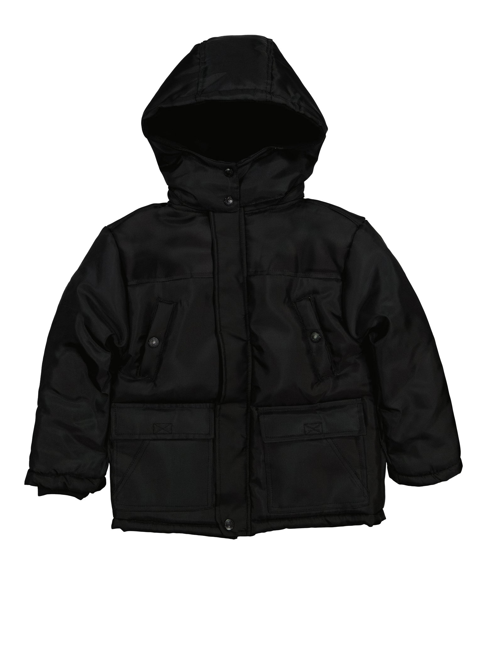 Rainbow Shops Boys Solid Hooded Jacket, Black, Size 16-18