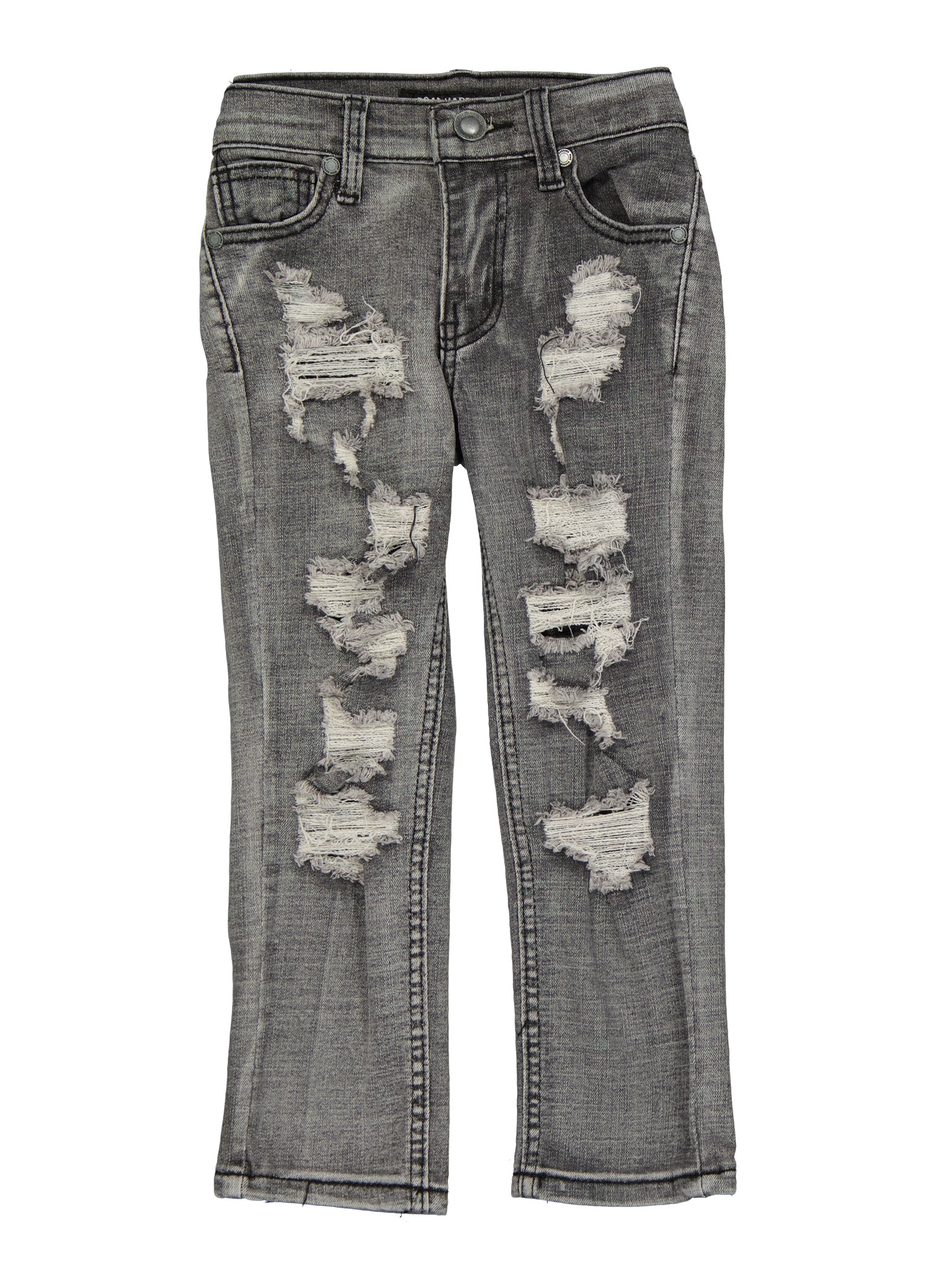 Little Boys Acid Wash Distressed Jeans, Grey, Size 7