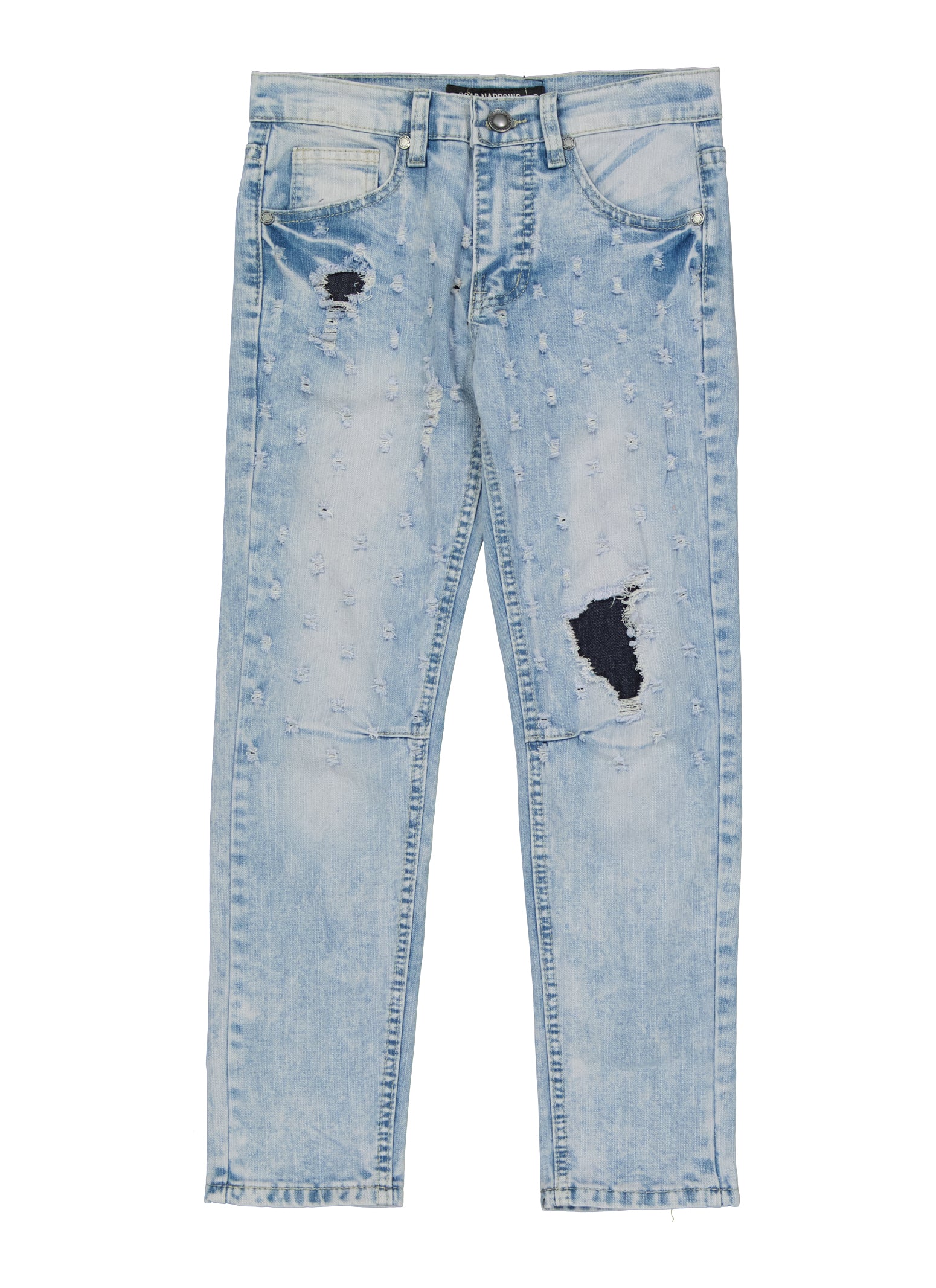 Boys Ripped Straight Leg Jeans, Blue, Size 10