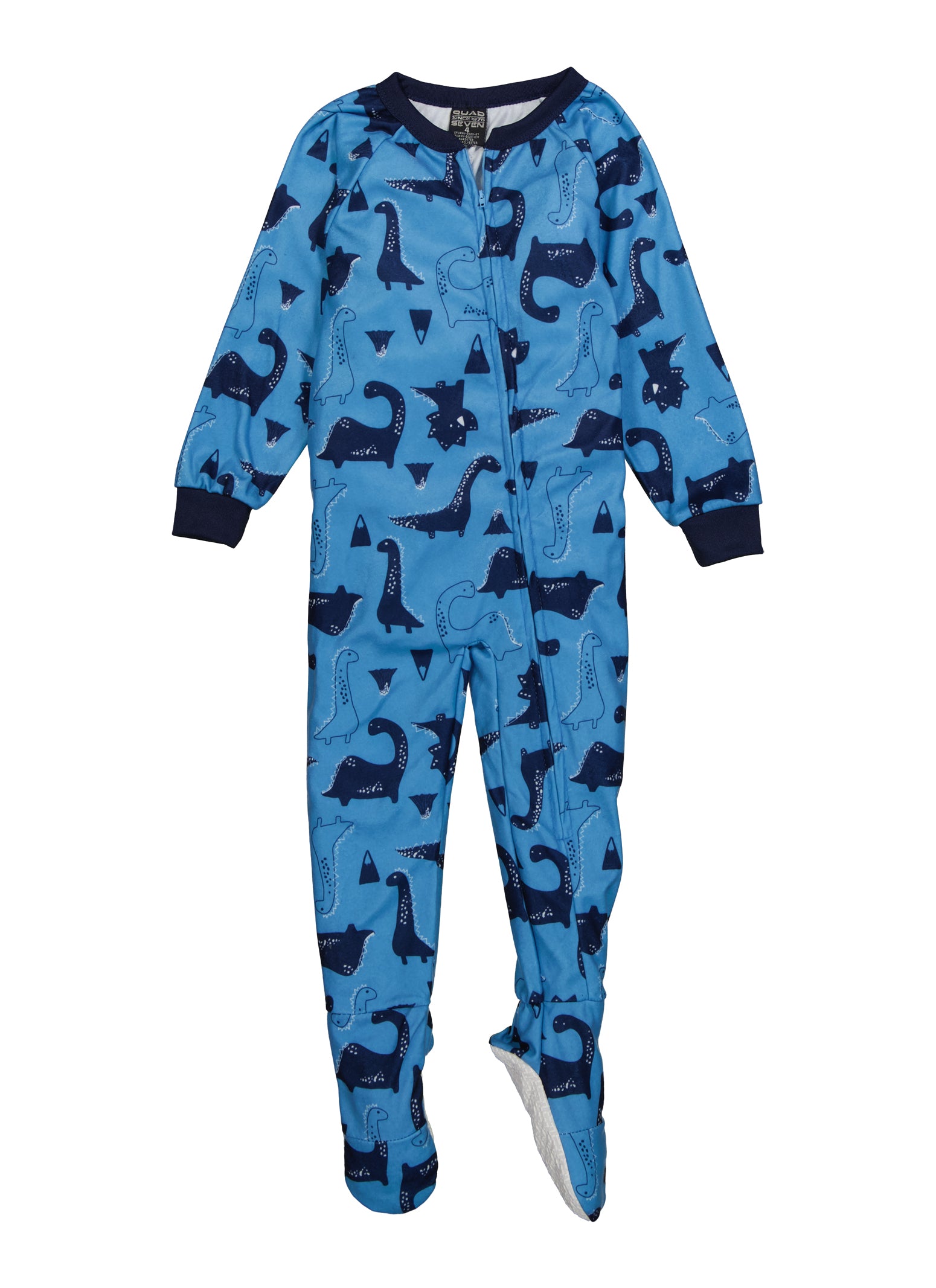 Little Boys Graphic Patterned Footed Pajamas, Blue, Size 4