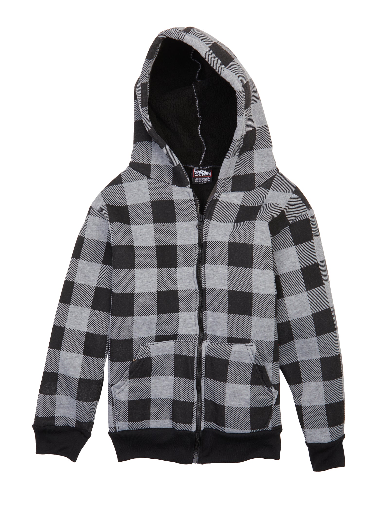 Boys Fleece Buffalo Plaid Zip Hoodie,