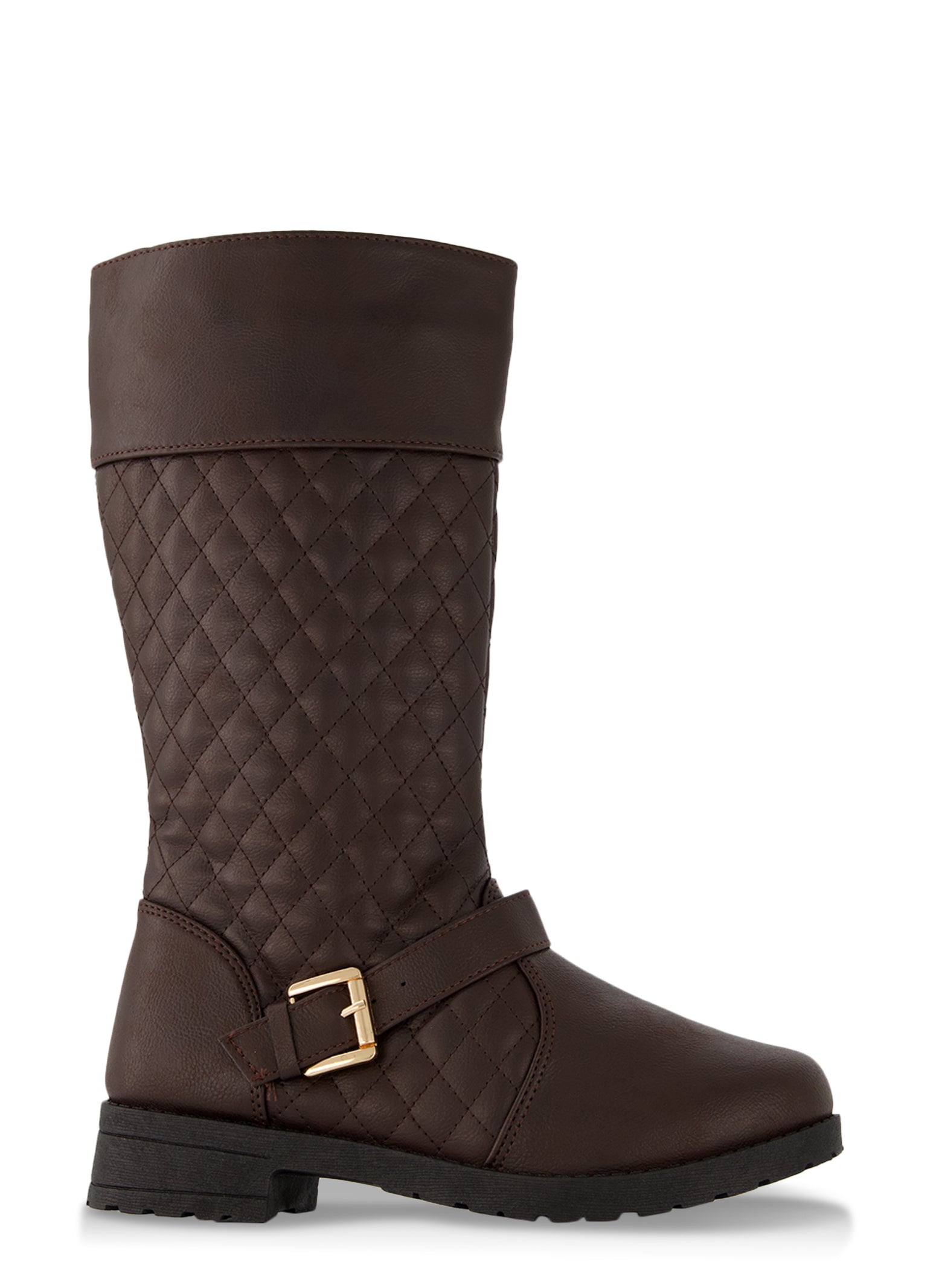 Girls Quilted Tall Buckle Boots