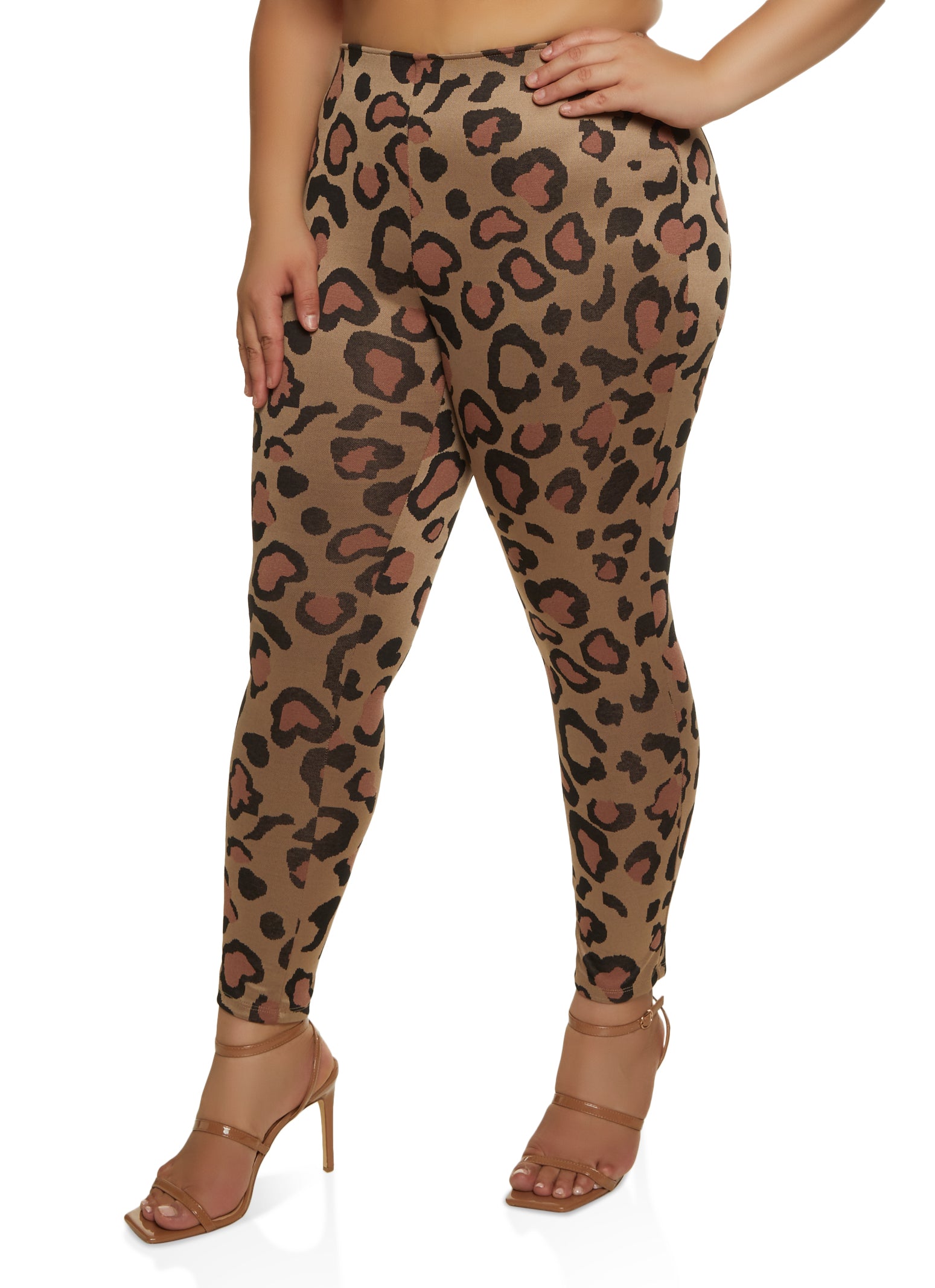 Plus Size High Waisted Leopard Print Leggings
