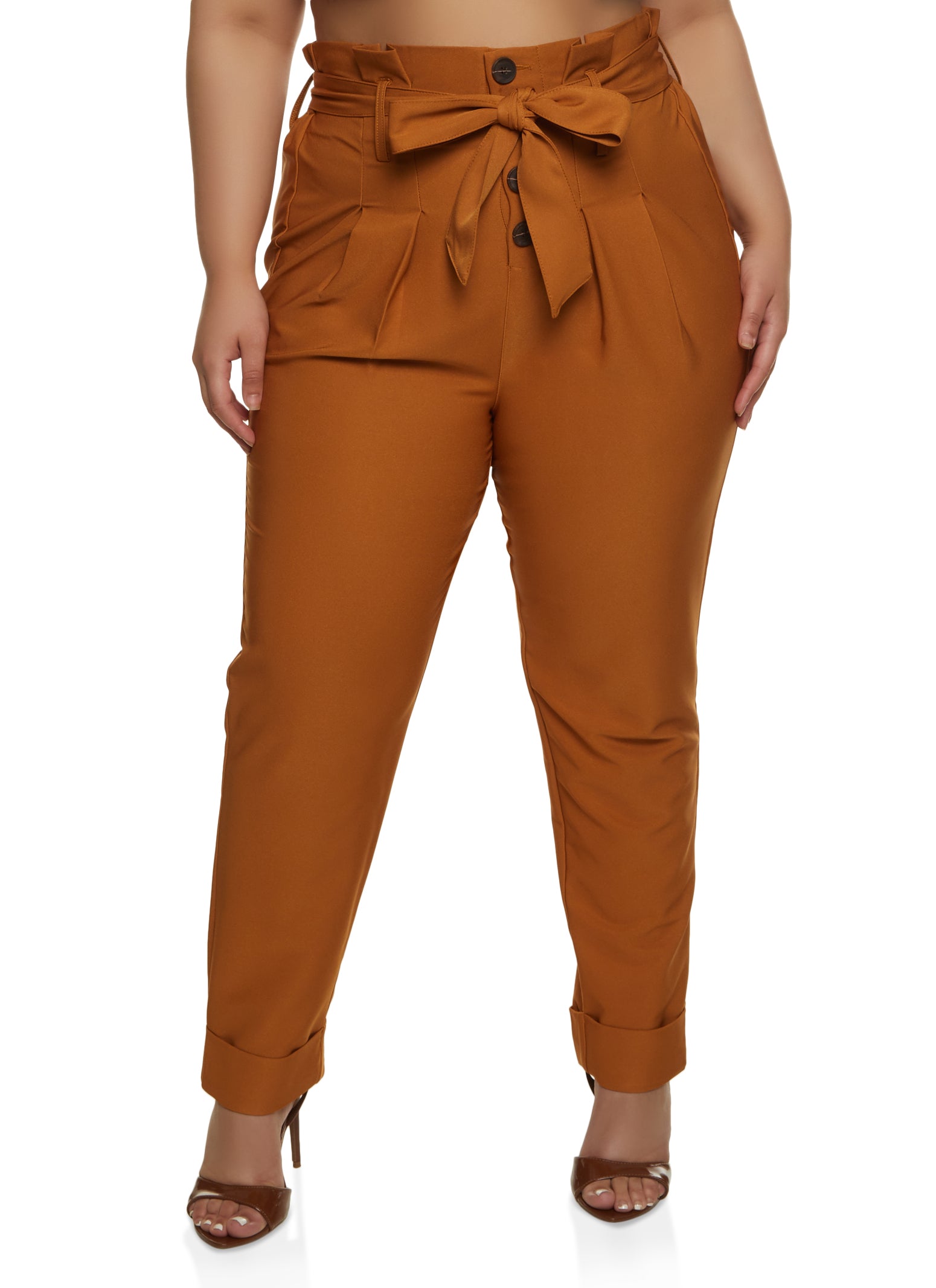 Shop Plus Size Everyday Crushed Crop Pant in Brown