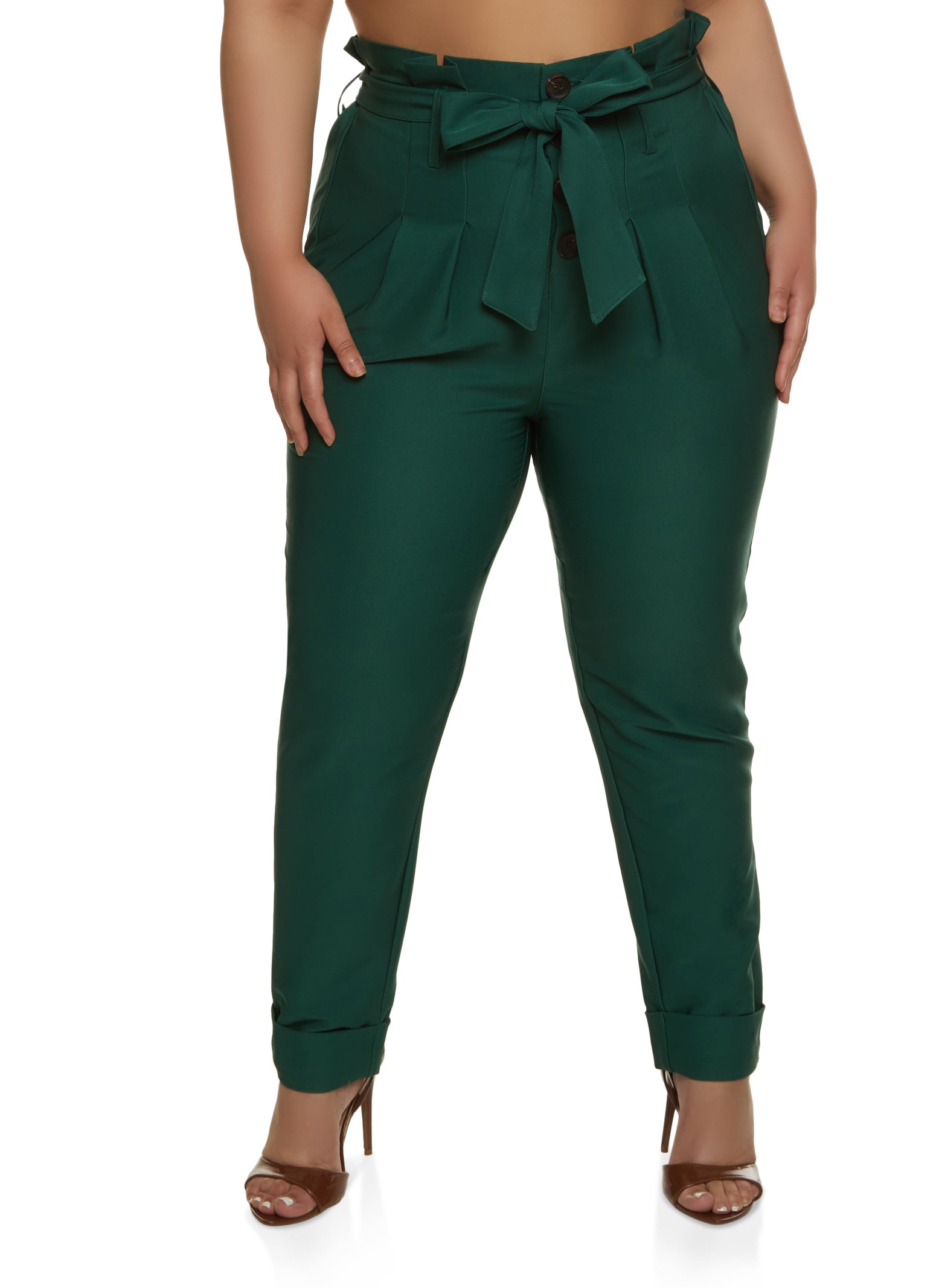 ALLEGRACE Plus Size Pants for Women Work Business Casual Skinny High Waisted  Capri Pants 661_Army Green 26W at  Women's Clothing store