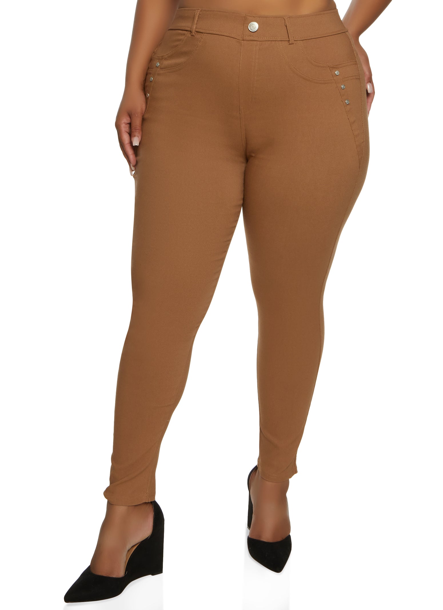 Rainbow Shops Womens Plus Size Hyperstretch Push Up Pants, Brown