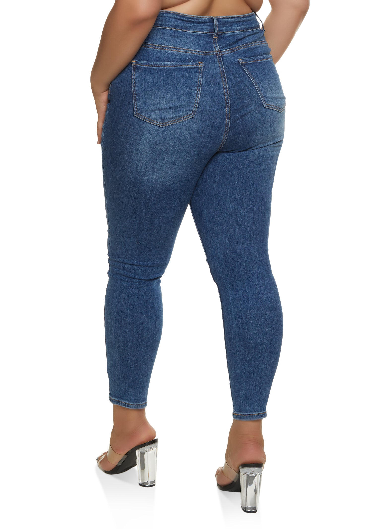 Womens Plus Size WAX Basic High Waist Skinny Jeans, Blue, Size 3X