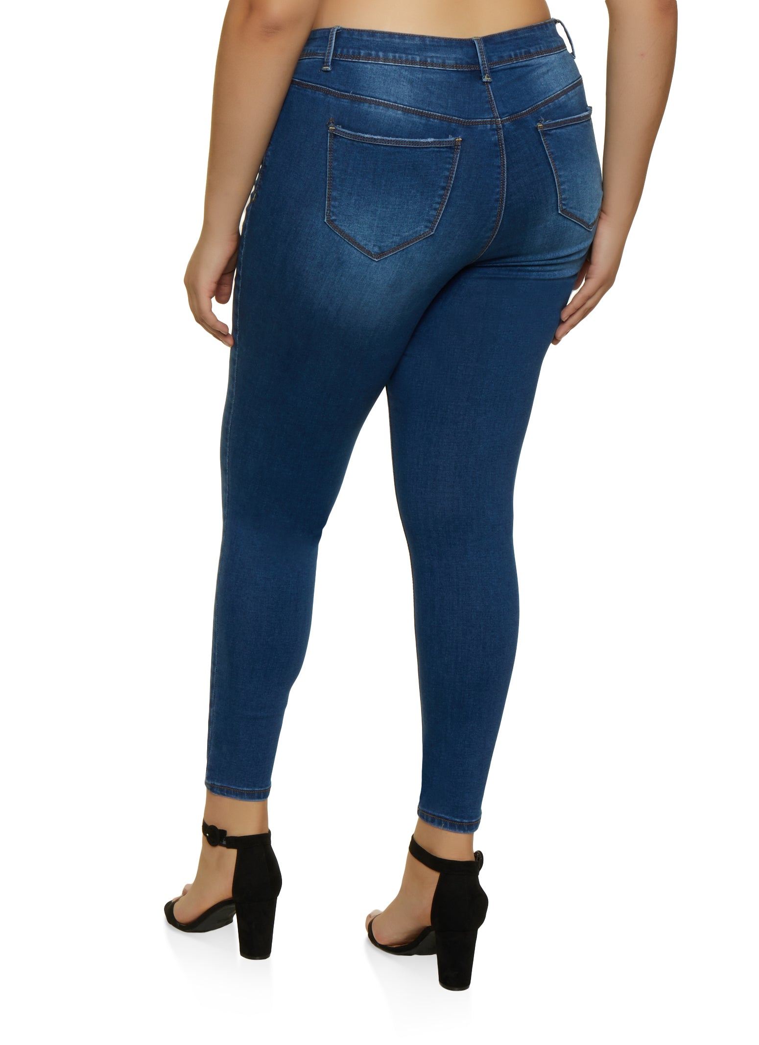 Womens Plus Size WAX Push Up High Waist Jeans, Blue, Size 14