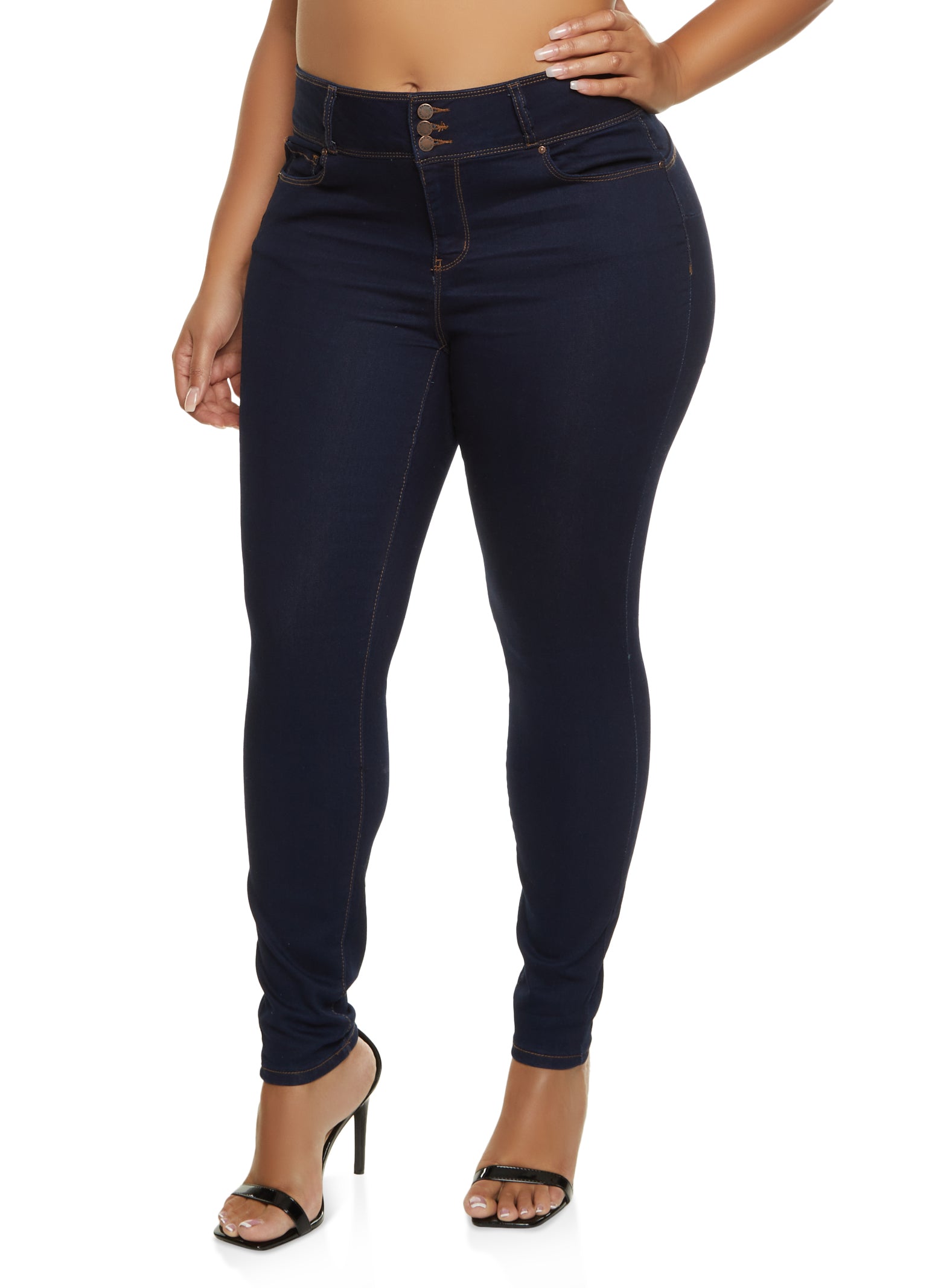 Plus Size Women's Fashion Summer Slim Fit Capri Jeans High Waist 3