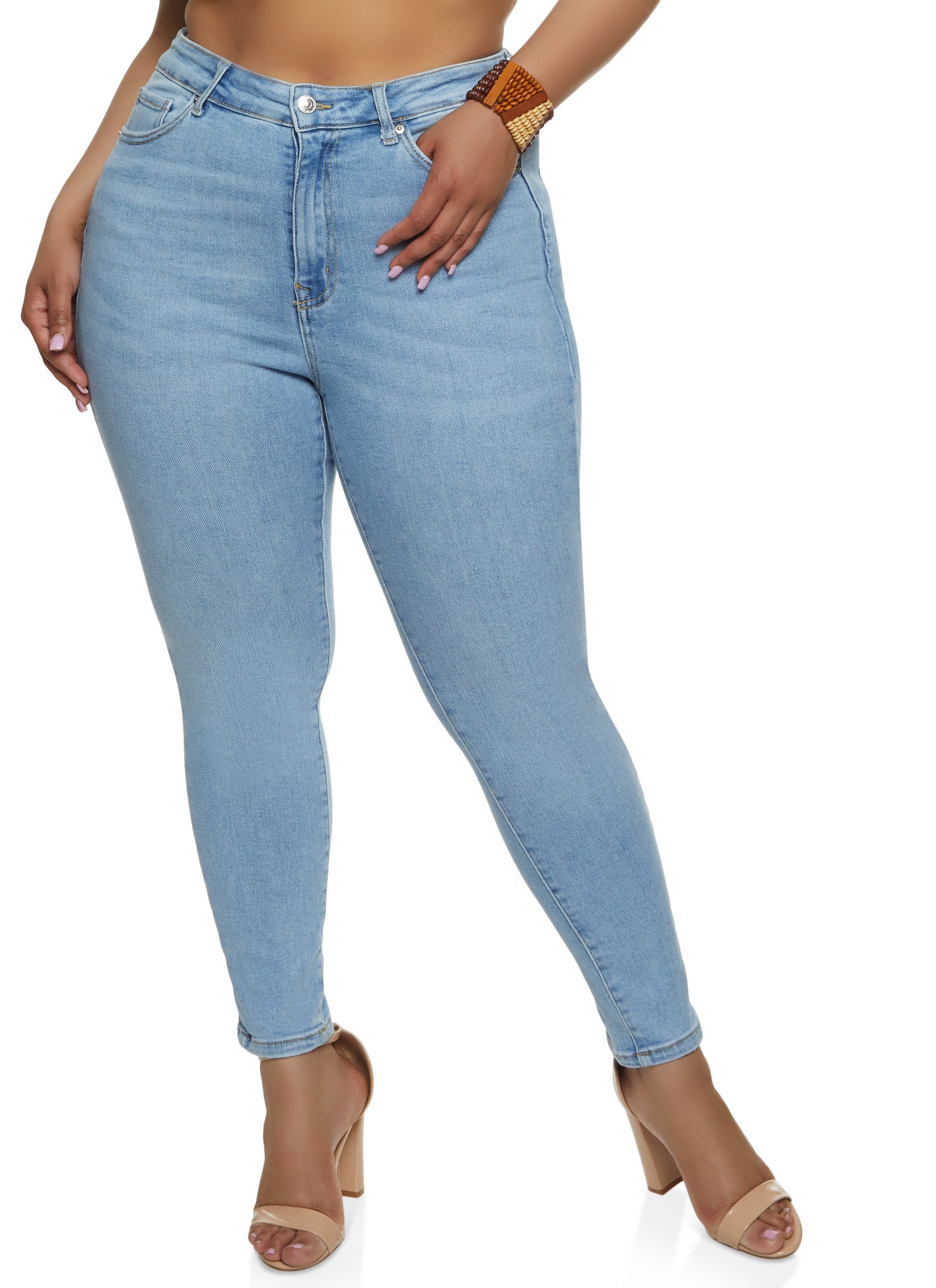 Womens Plus WAX Skinny Jeans, Blue,