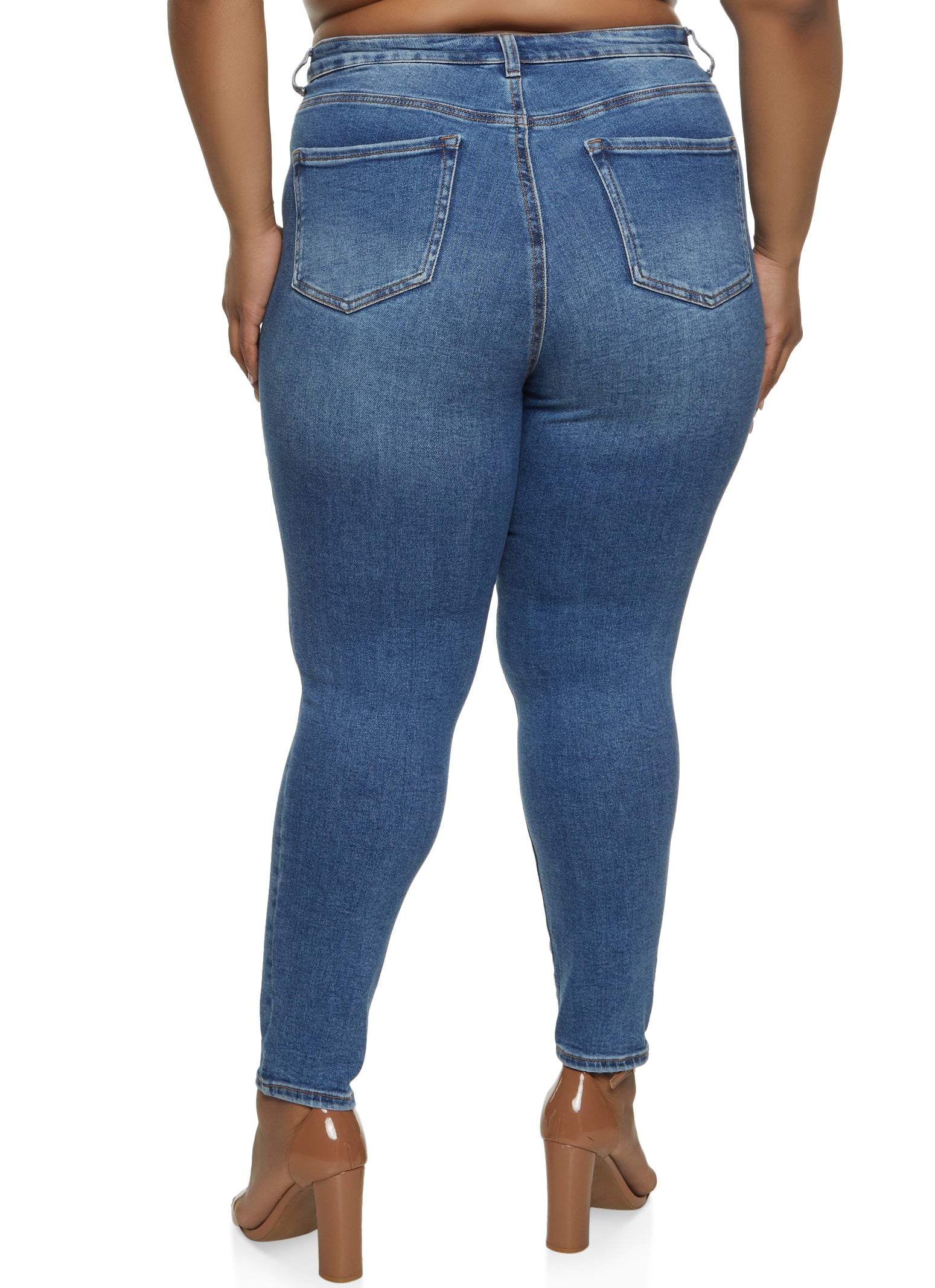 Womens Plus Size WAX Skinny Jeans, Blue, Size 24