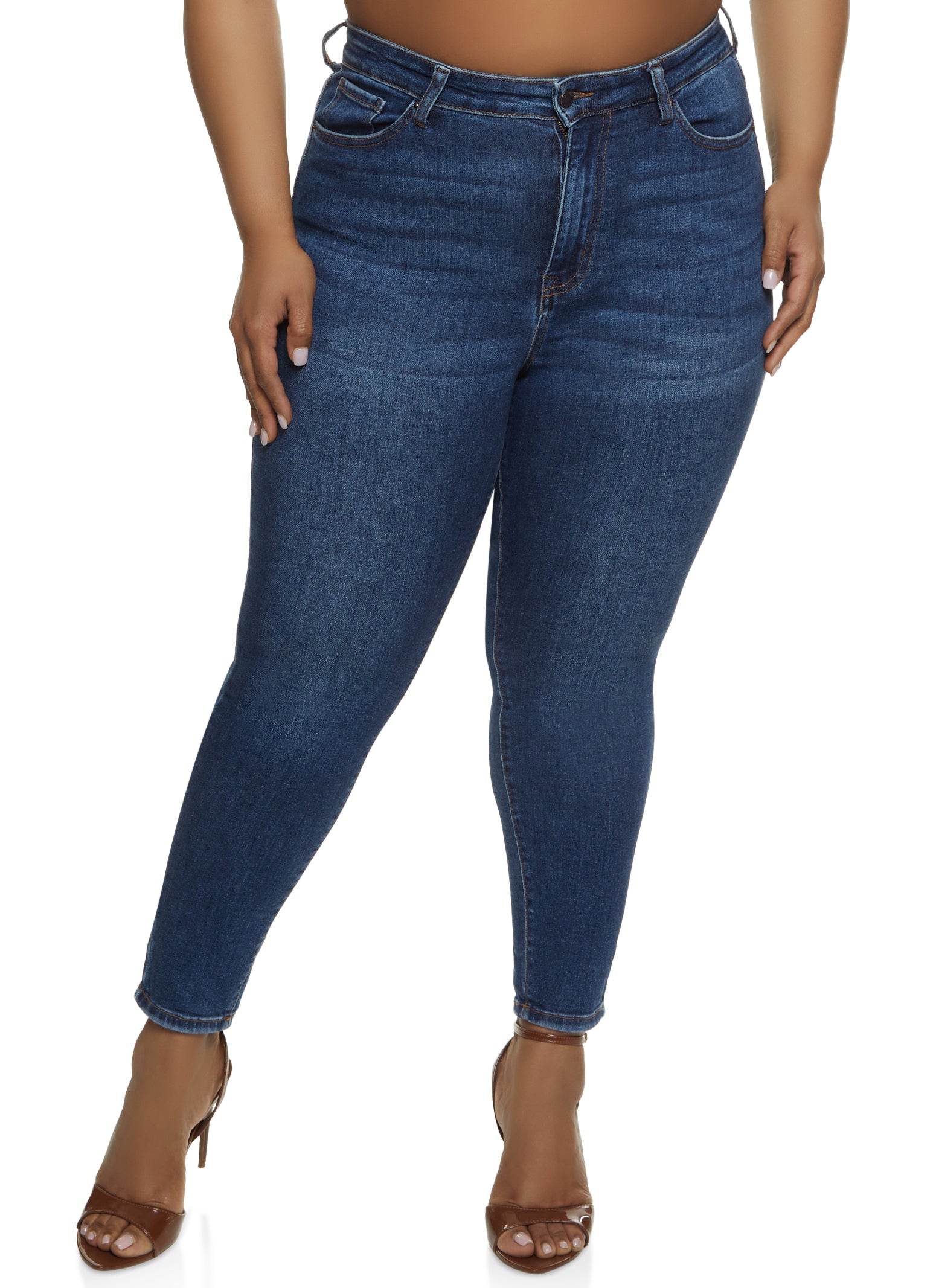 Womens Plus WAX Skinny Jeans, Blue,