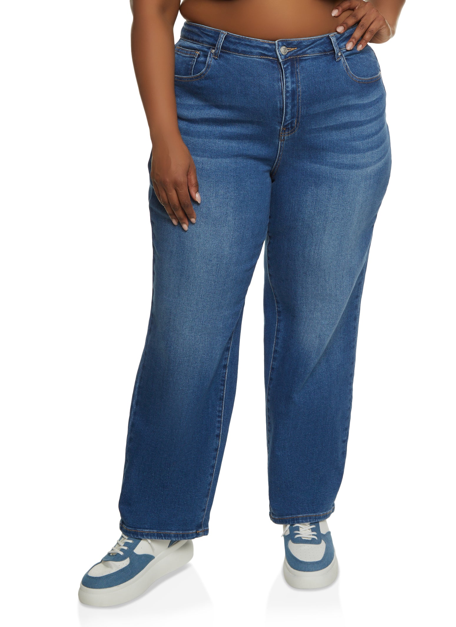 Crazy June Women's Plus Size High Waist Mini Flare Jeans, High Waist  Stretch Slim Fit Black Hip Raise Jeans