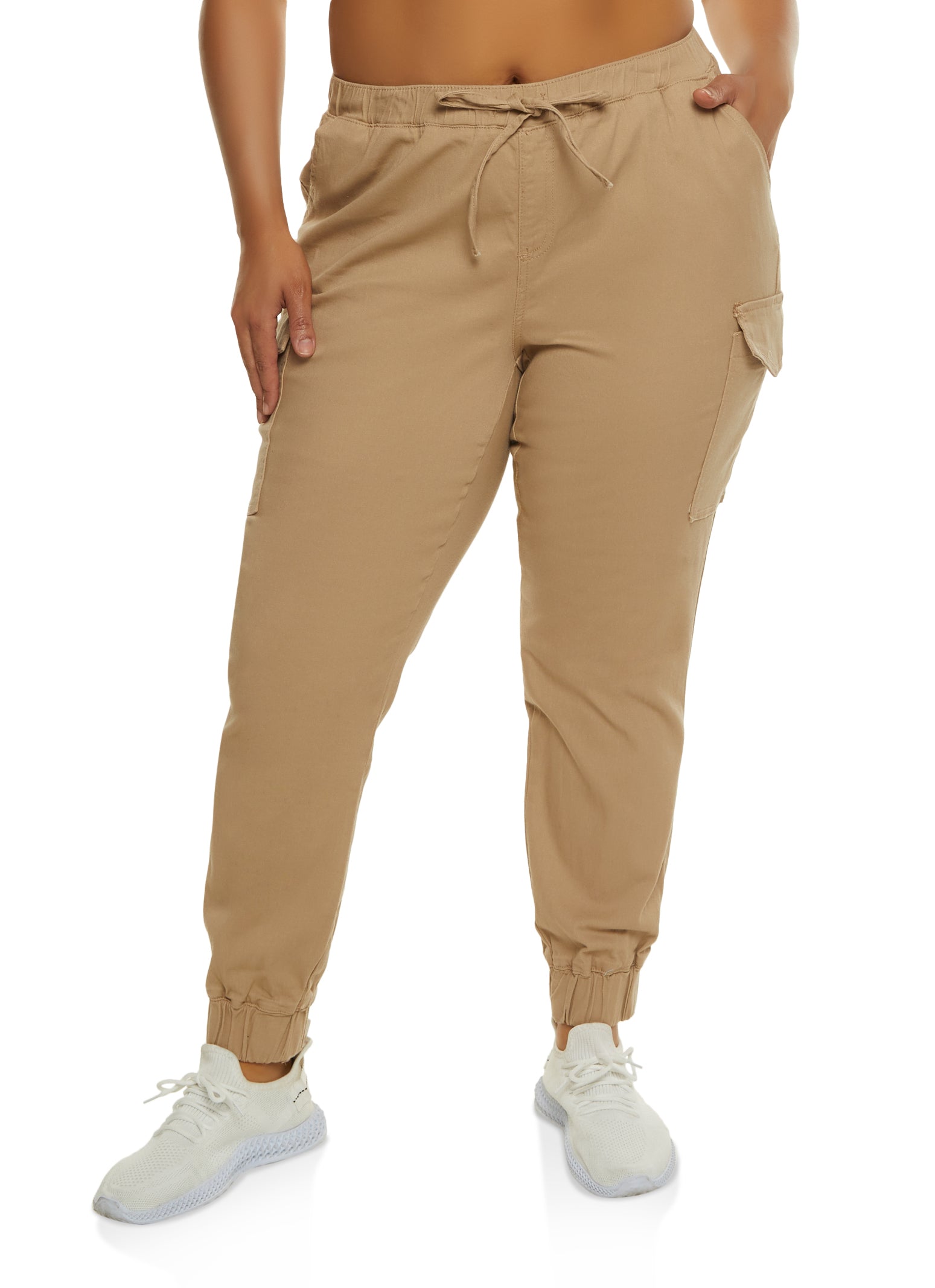 Plus Size Solid Fleece Joggers