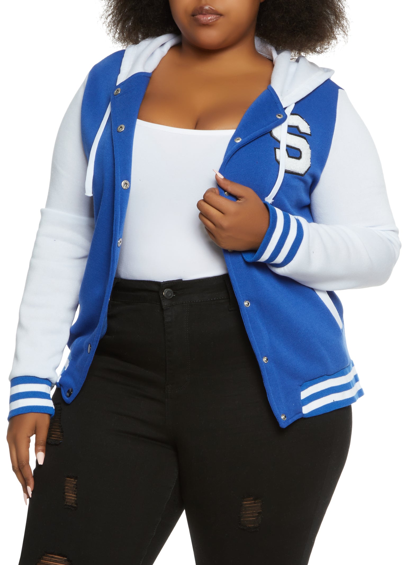 Plus Size Womens Varsity Jacket Multiple Colors 