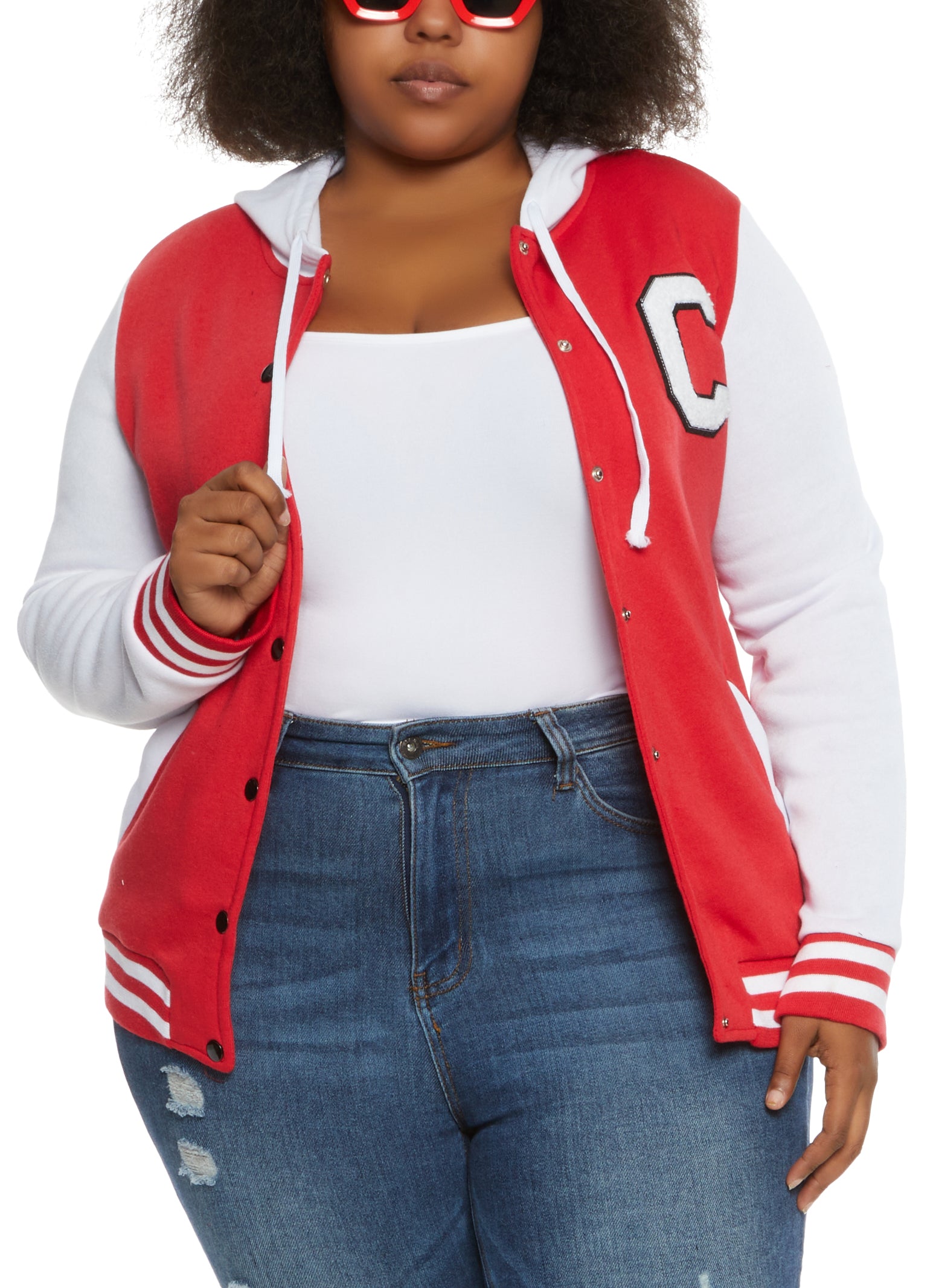 Plus Size Womens Varsity Jacket Multiple Colors 