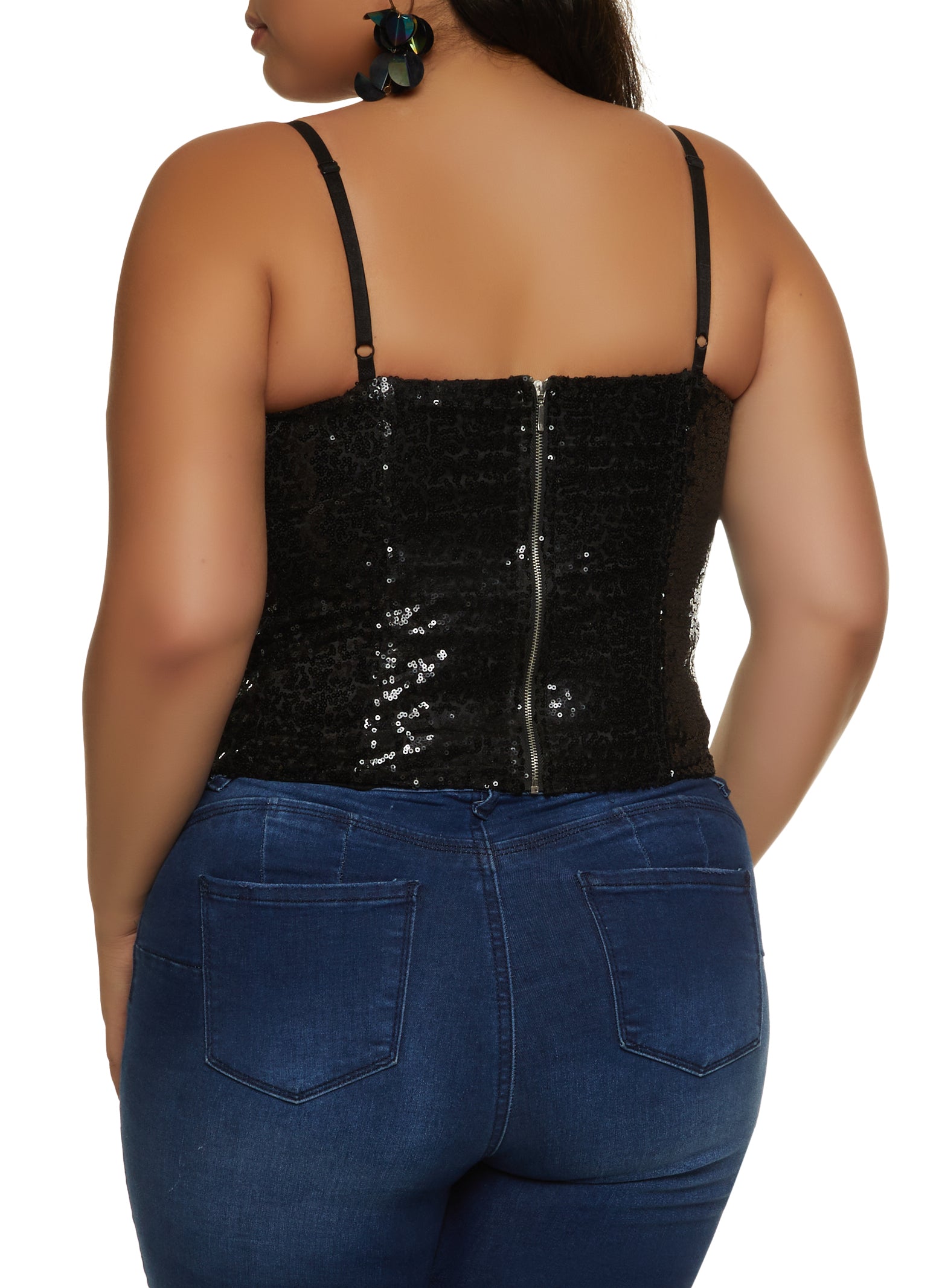 Plus Size Rhinestone Trim Bustier Top